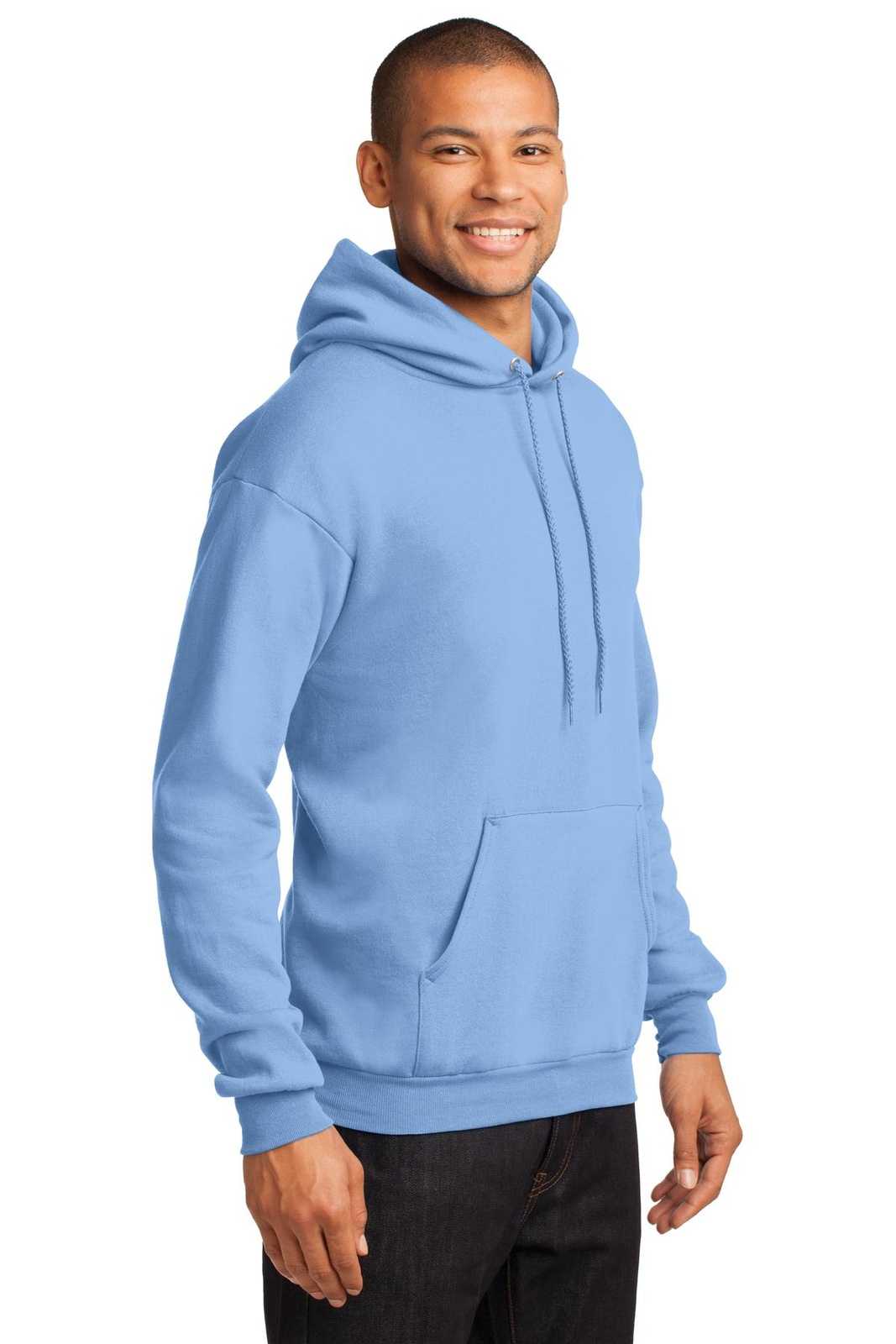Port &amp; Company PC78H Core Fleece Pullover Hooded Sweatshirt - Light Blue - HIT a Double - 4