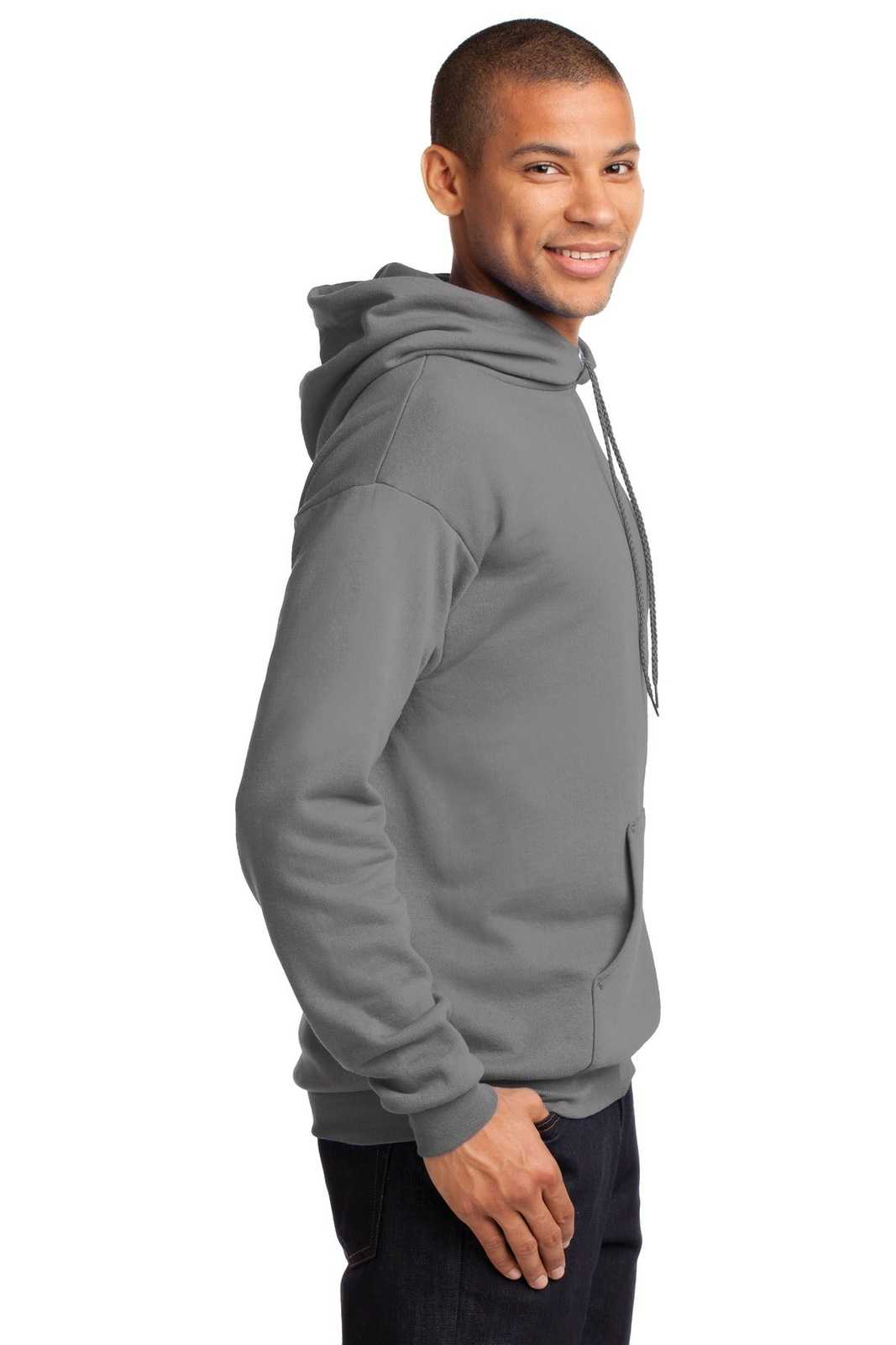 Port &amp; Company PC78H Core Fleece Pullover Hooded Sweatshirt - Medium Gray - HIT a Double - 3