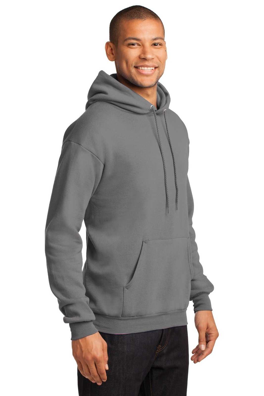 Port &amp; Company PC78H Core Fleece Pullover Hooded Sweatshirt - Medium Gray - HIT a Double - 4