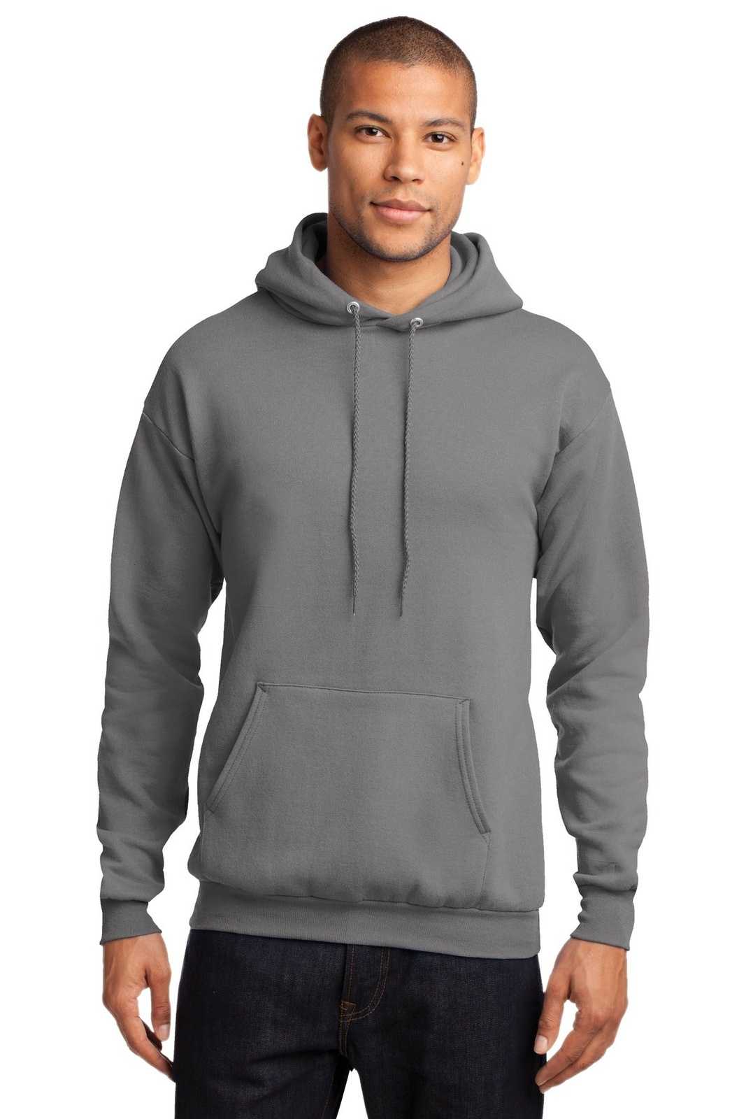 Port &amp; Company PC78H Core Fleece Pullover Hooded Sweatshirt - Medium Gray - HIT a Double - 1