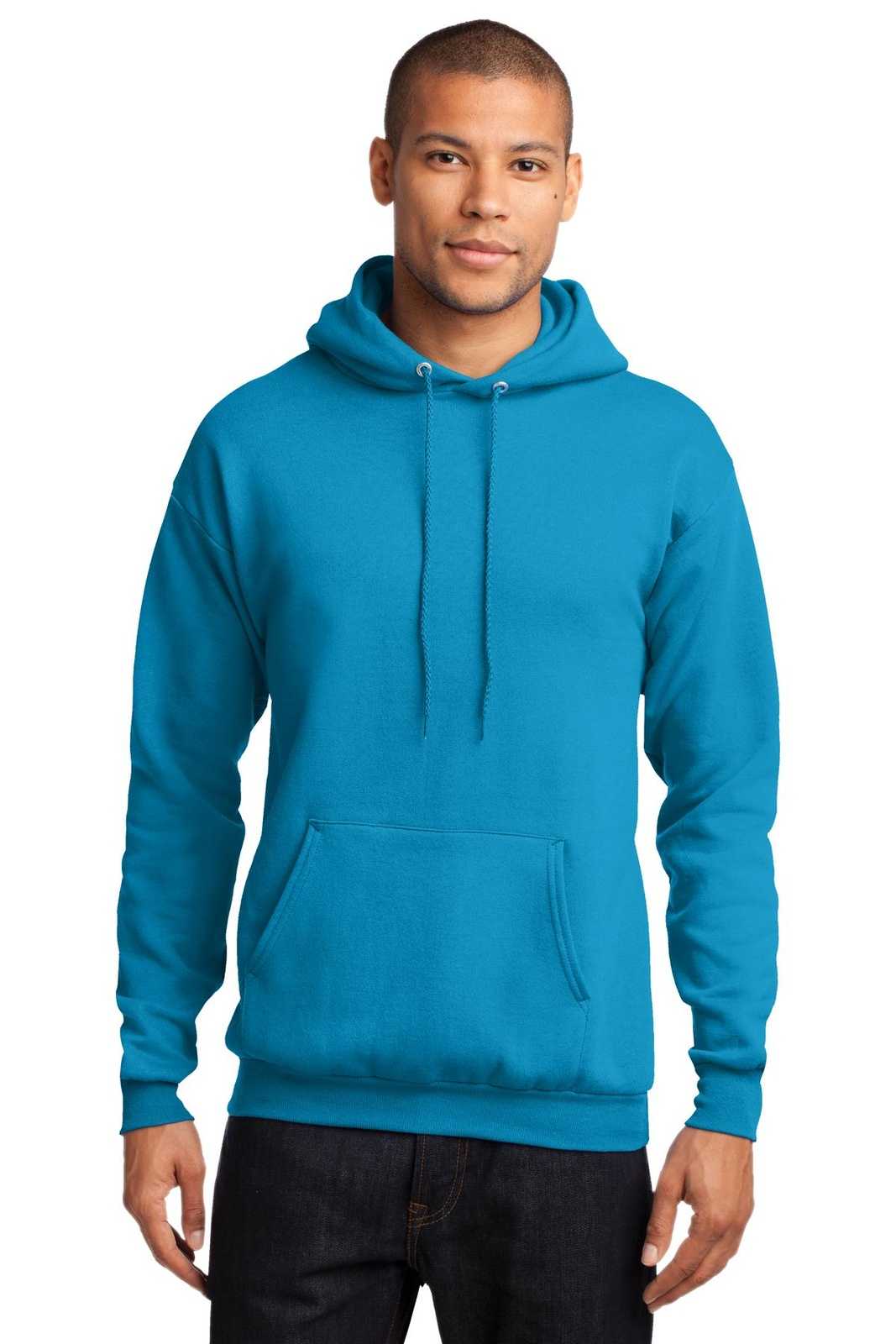 Port &amp; Company PC78H Core Fleece Pullover Hooded Sweatshirt - Neon Blue - HIT a Double - 1