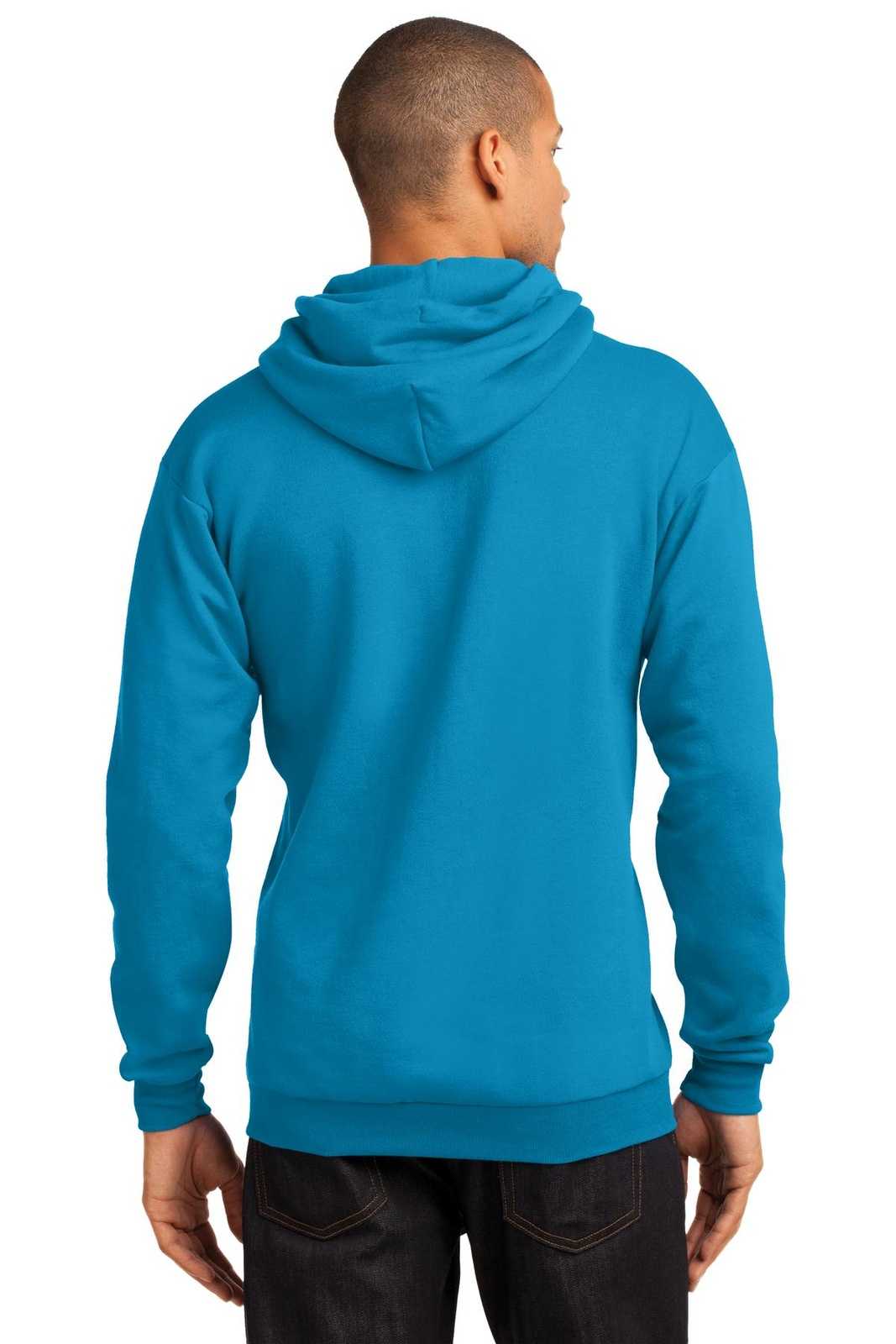 Port &amp; Company PC78H Core Fleece Pullover Hooded Sweatshirt - Neon Blue - HIT a Double - 2