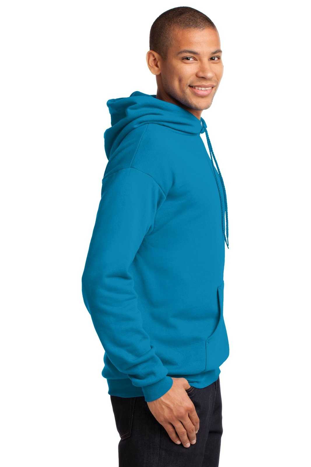 Port &amp; Company PC78H Core Fleece Pullover Hooded Sweatshirt - Neon Blue - HIT a Double - 3