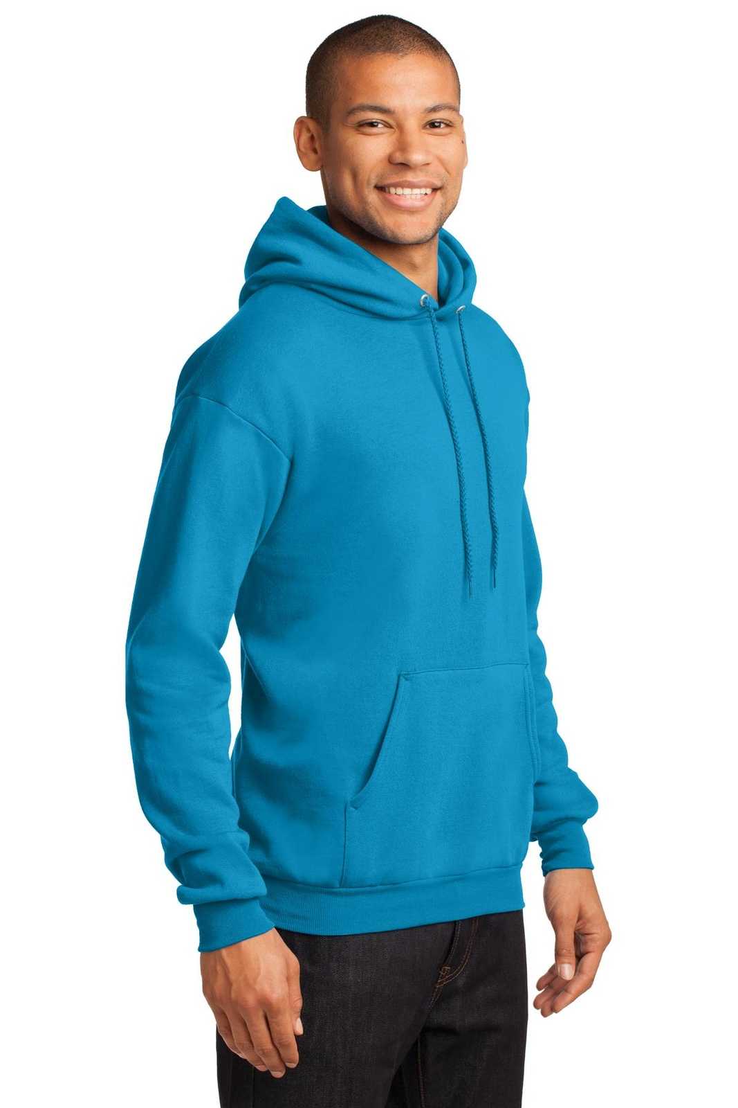 Port &amp; Company PC78H Core Fleece Pullover Hooded Sweatshirt - Neon Blue - HIT a Double - 4