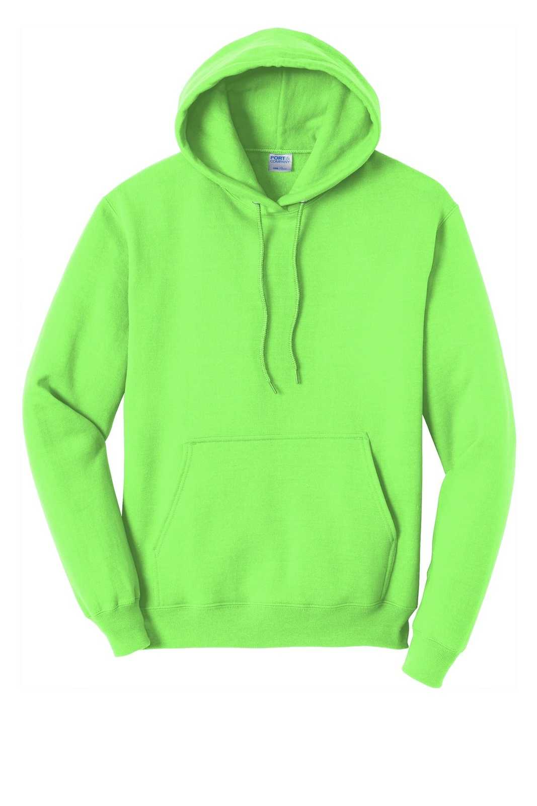 Port &amp; Company PC78H Core Fleece Pullover Hooded Sweatshirt - Neon Green - HIT a Double - 5