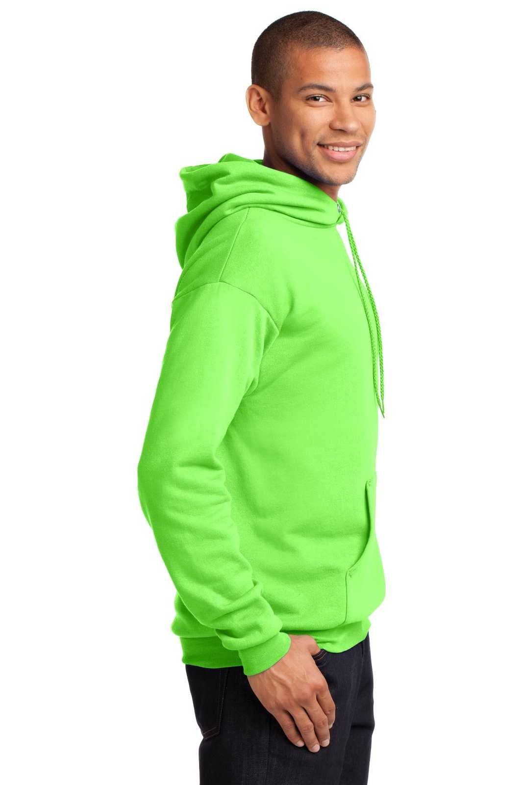 Port &amp; Company PC78H Core Fleece Pullover Hooded Sweatshirt - Neon Green - HIT a Double - 3
