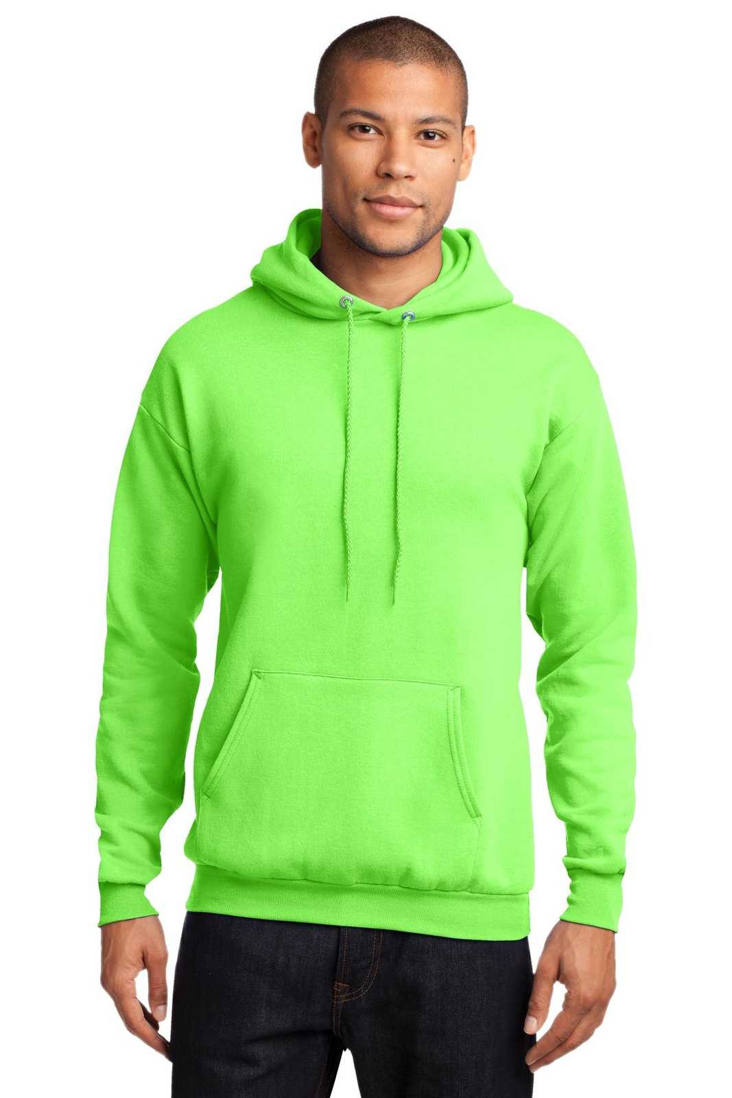Port &amp; Company PC78H Core Fleece Pullover Hooded Sweatshirt - Neon Green - HIT a Double - 1