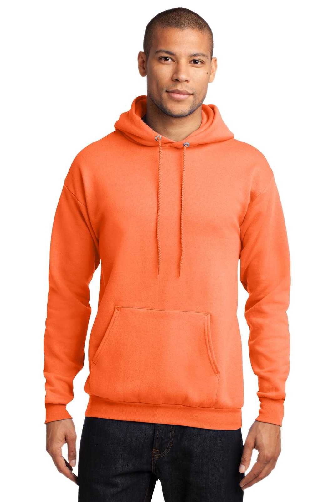 Port &amp; Company PC78H Core Fleece Pullover Hooded Sweatshirt - Neon Orange - HIT a Double - 1