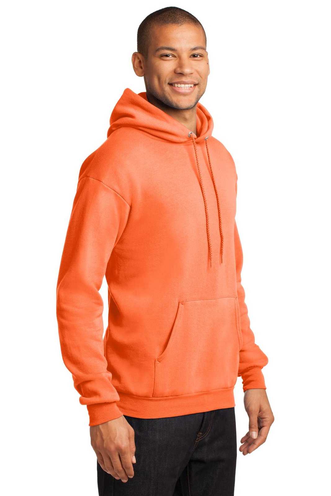 Port &amp; Company PC78H Core Fleece Pullover Hooded Sweatshirt - Neon Orange - HIT a Double - 4