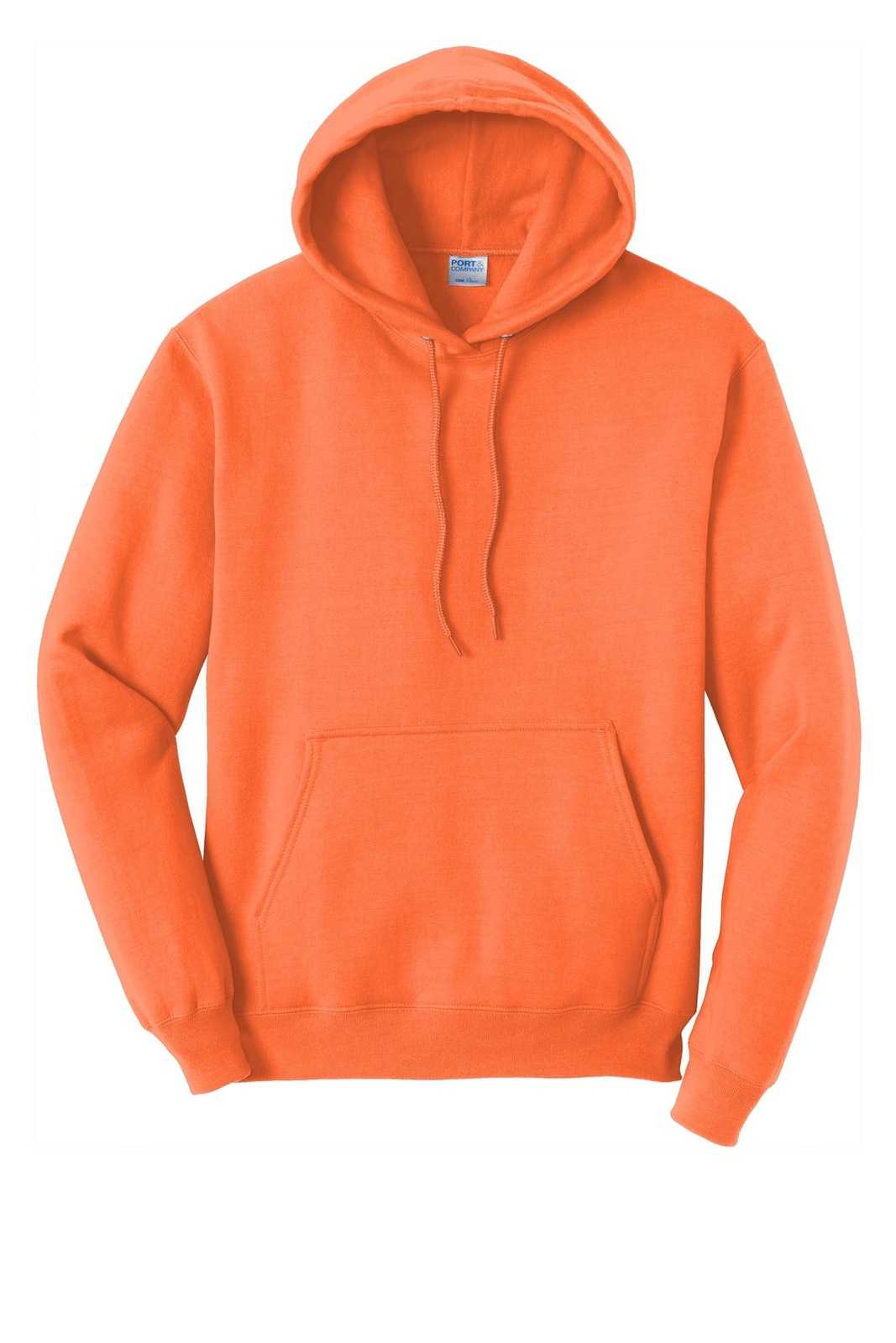 Port &amp; Company PC78H Core Fleece Pullover Hooded Sweatshirt - Neon Orange - HIT a Double - 5