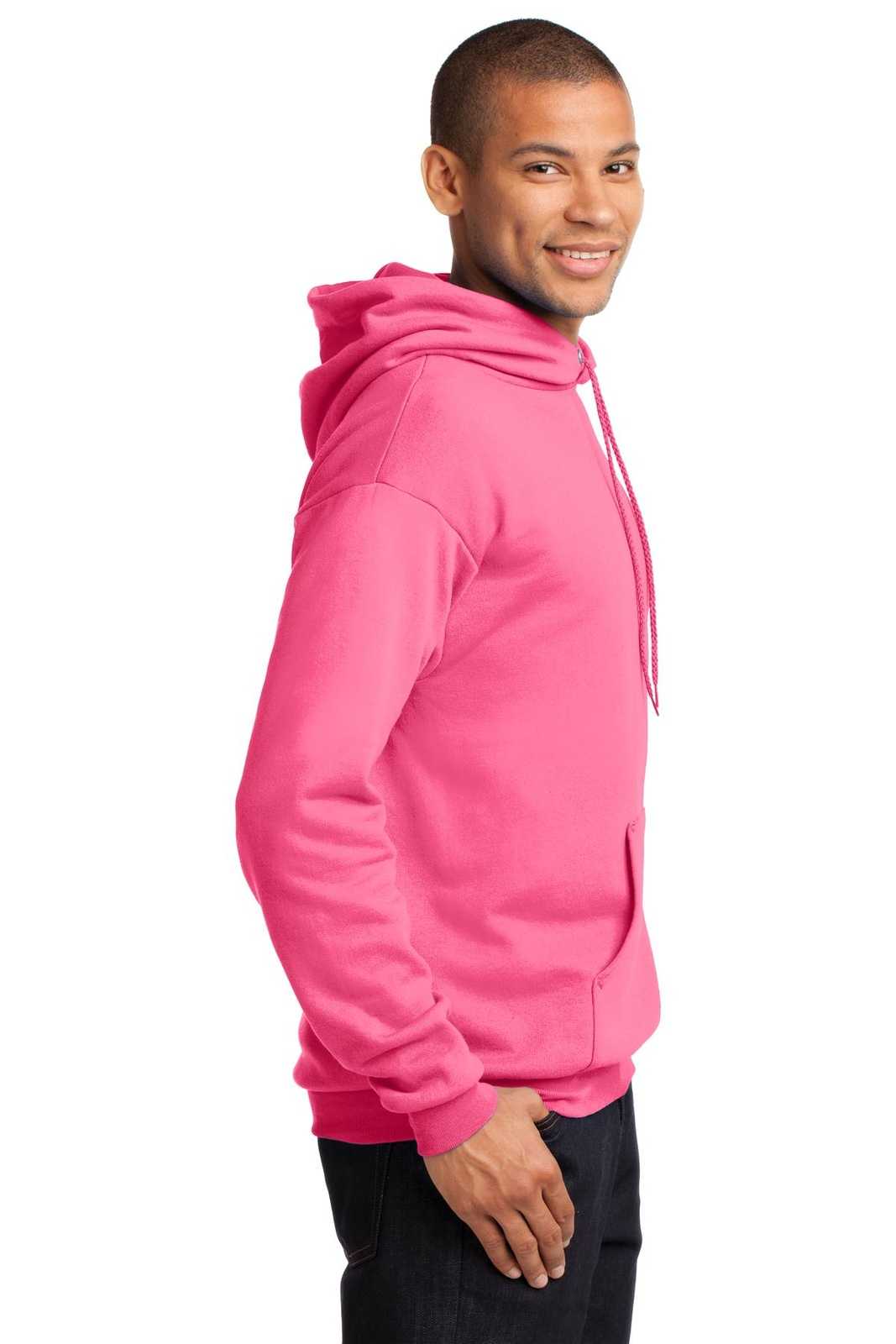 Port &amp; Company PC78H Core Fleece Pullover Hooded Sweatshirt - Neon Pink - HIT a Double - 3
