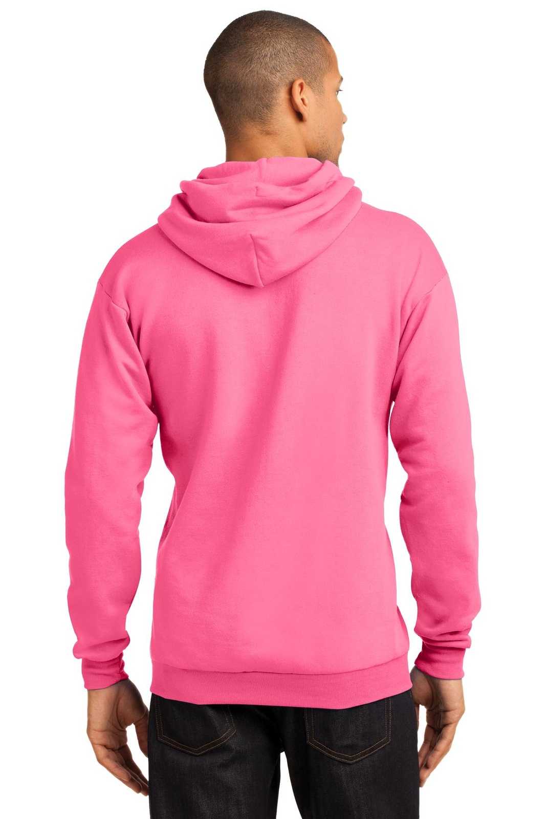 Port &amp; Company PC78H Core Fleece Pullover Hooded Sweatshirt - Neon Pink - HIT a Double - 2