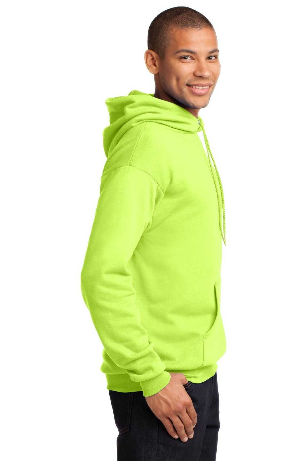 Port &amp; Company PC78H Core Fleece Pullover Hooded Sweatshirt - Neon Yellow - HIT a Double - 3