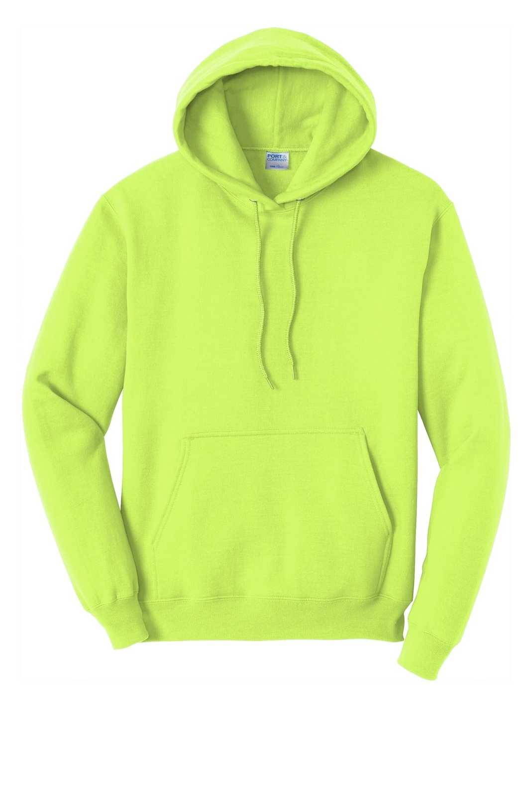 Port &amp; Company PC78H Core Fleece Pullover Hooded Sweatshirt - Neon Yellow - HIT a Double - 5