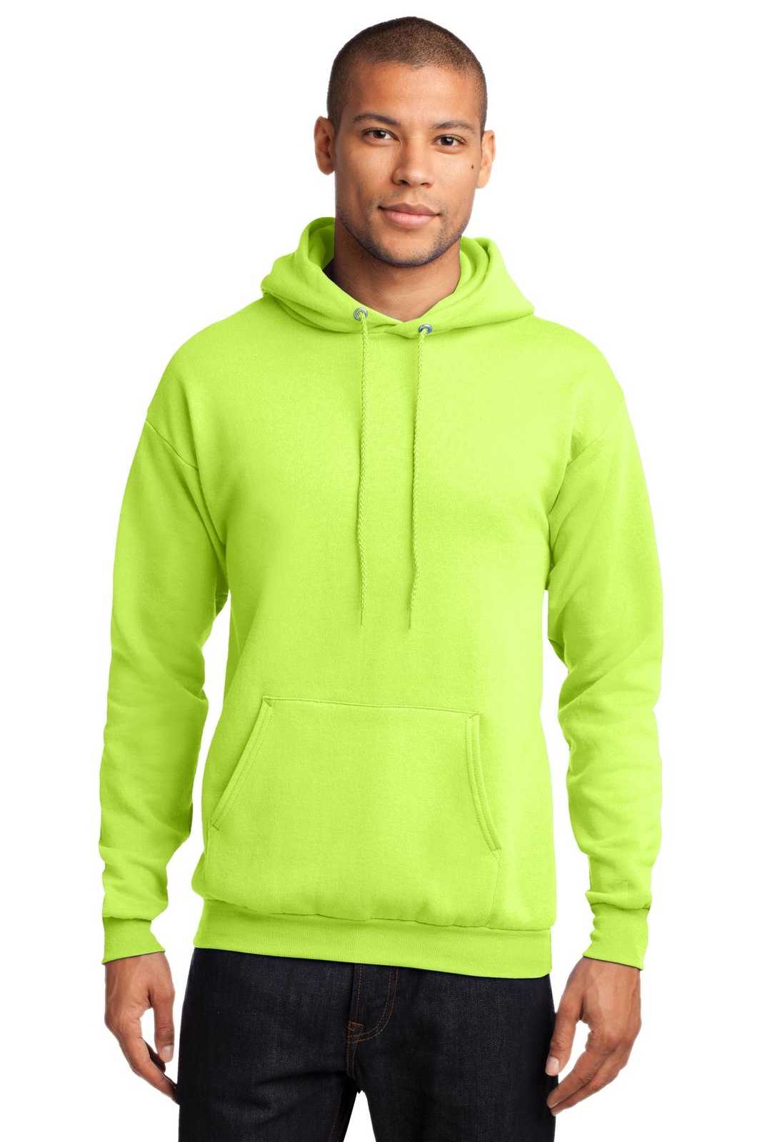 Port &amp; Company PC78H Core Fleece Pullover Hooded Sweatshirt - Neon Yellow - HIT a Double - 1