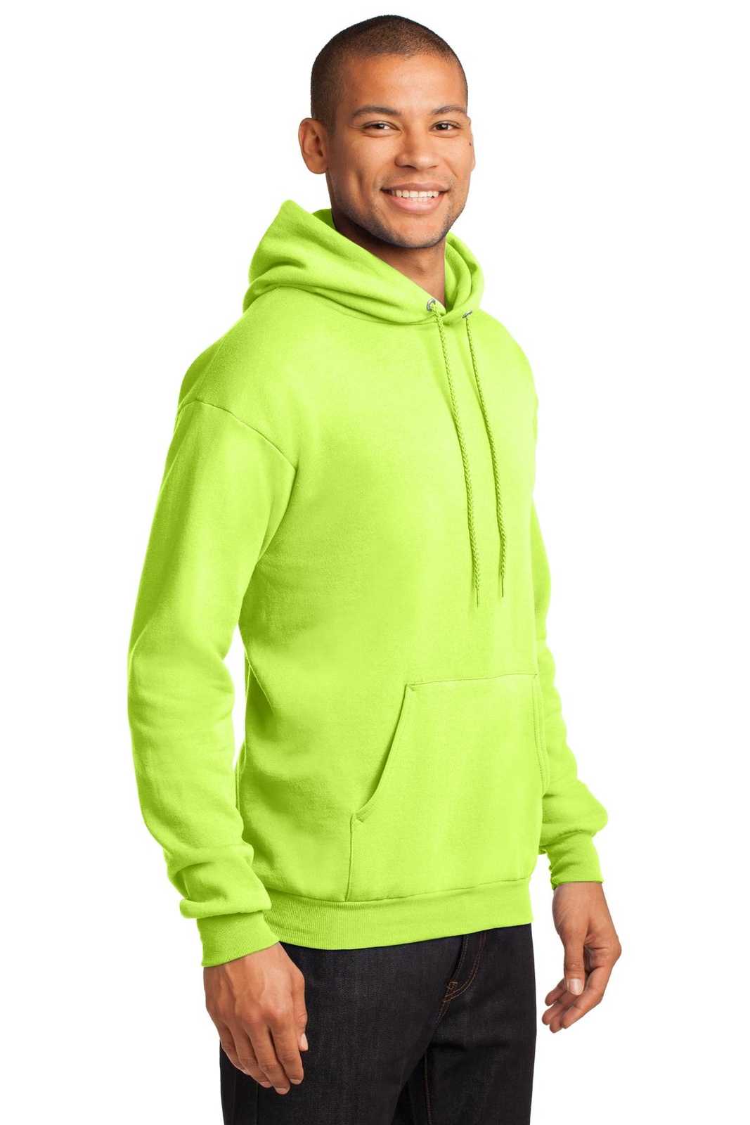 Port &amp; Company PC78H Core Fleece Pullover Hooded Sweatshirt - Neon Yellow - HIT a Double - 4
