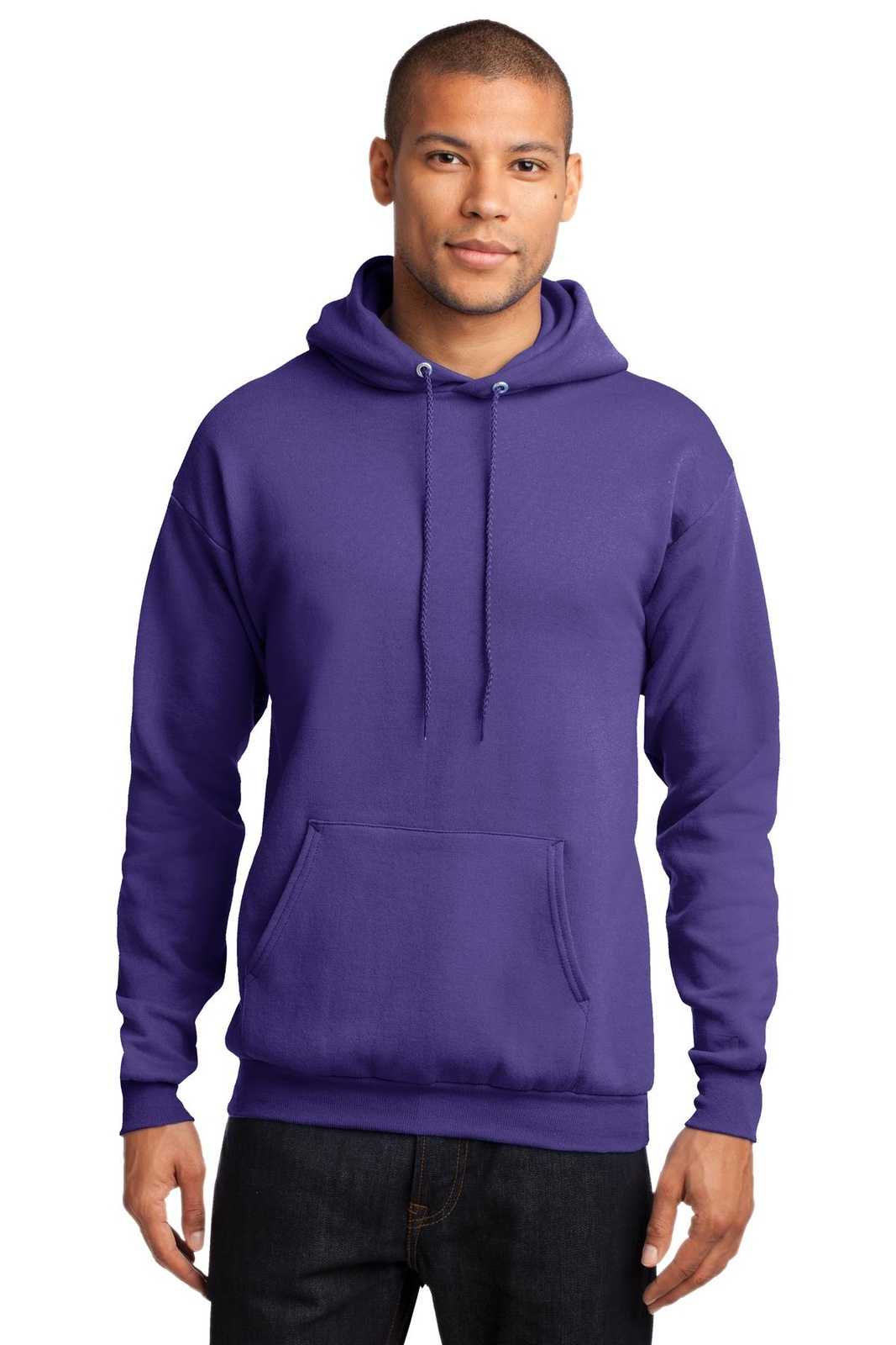 Port &amp; Company PC78H Core Fleece Pullover Hooded Sweatshirt - Purple - HIT a Double - 1