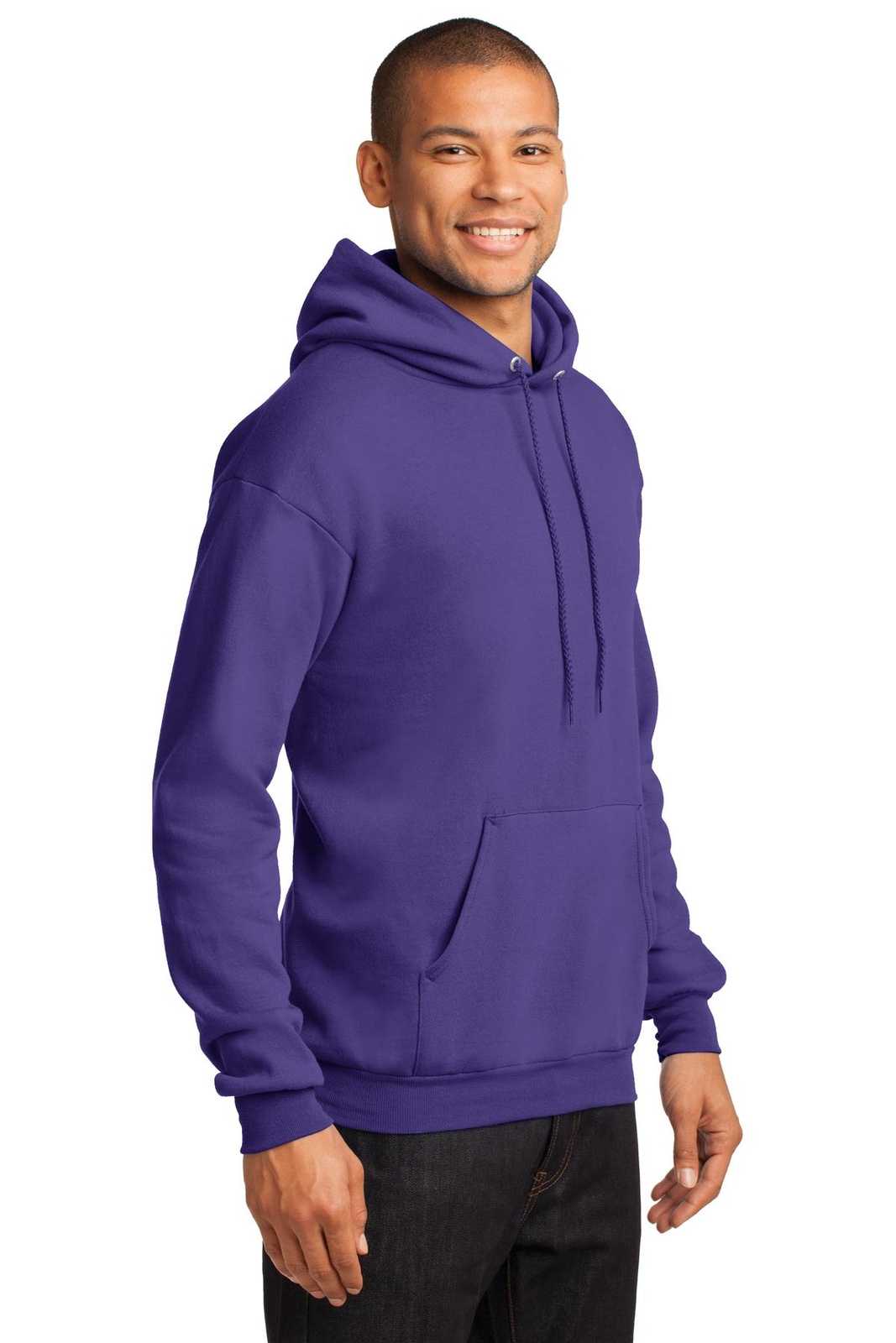 Port &amp; Company PC78H Core Fleece Pullover Hooded Sweatshirt - Purple - HIT a Double - 4