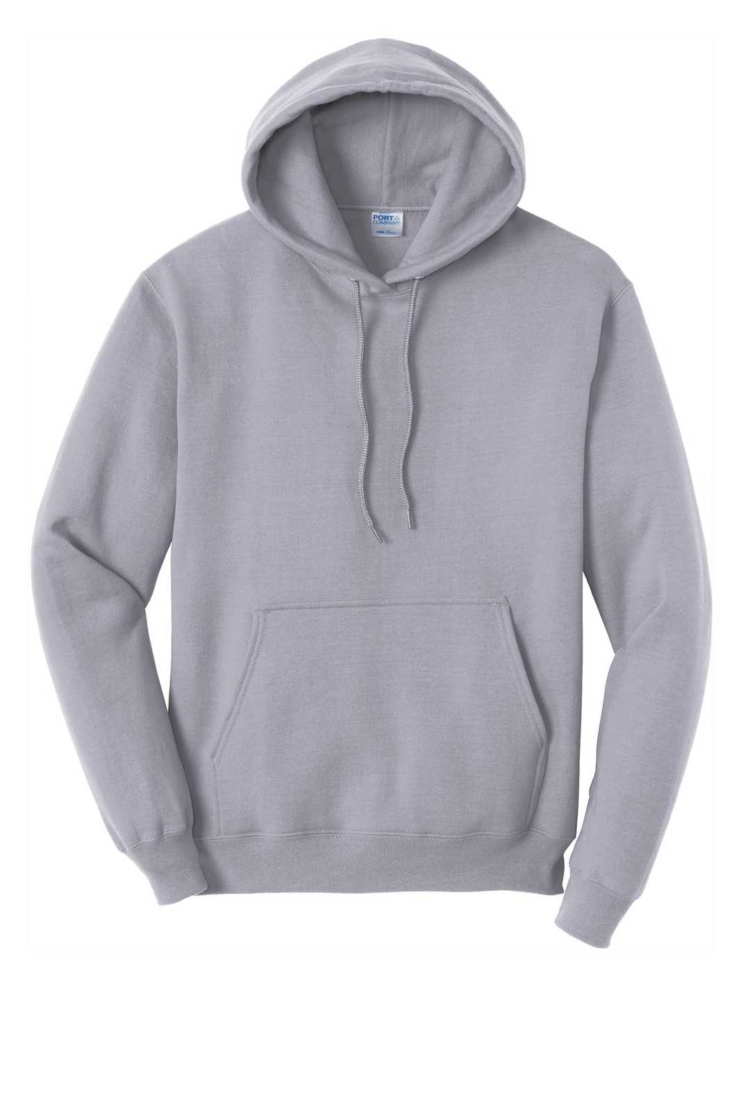 Port &amp; Company PC78H Core Fleece Pullover Hooded Sweatshirt - Silver - HIT a Double - 5