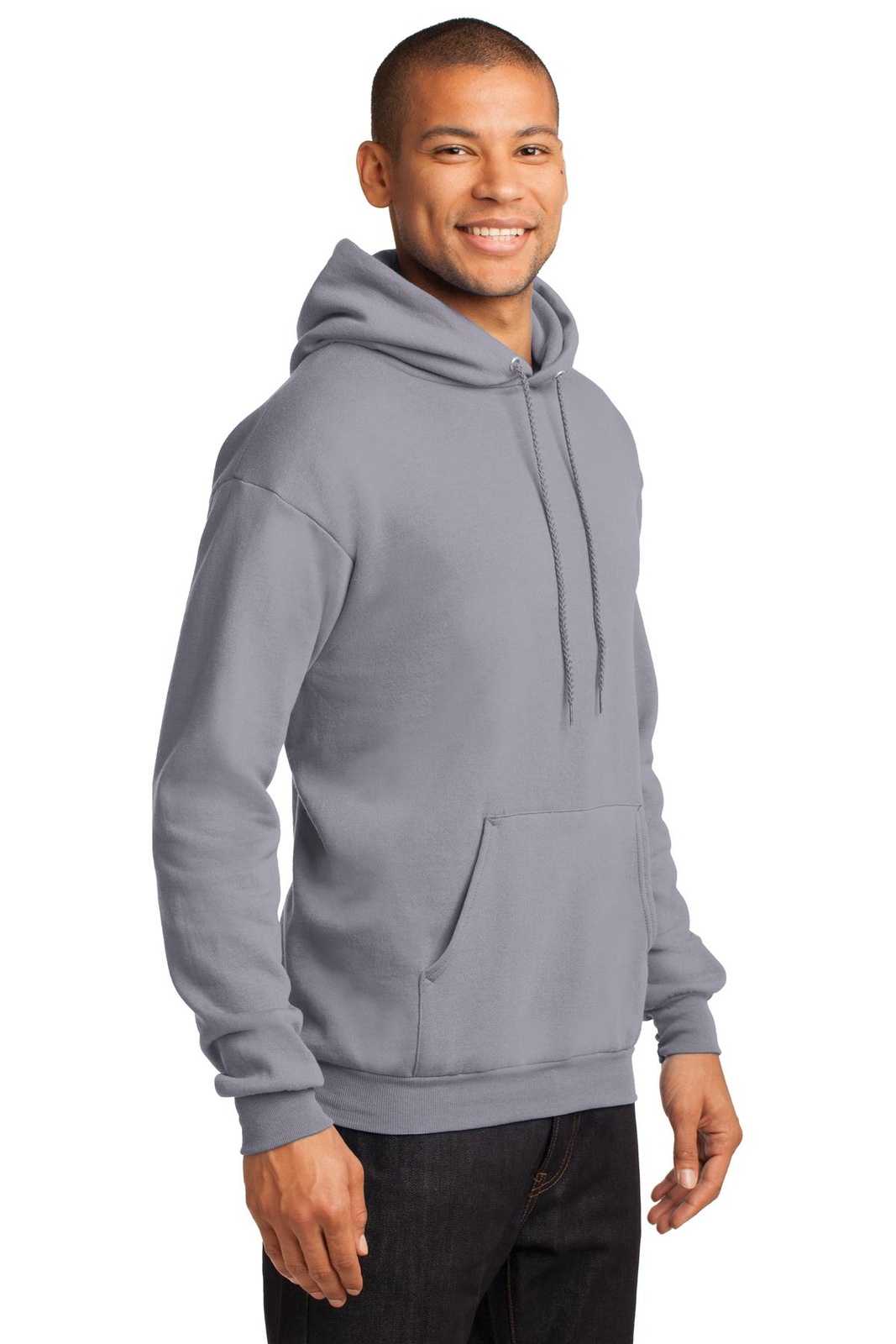 Port &amp; Company PC78H Core Fleece Pullover Hooded Sweatshirt - Silver - HIT a Double - 4