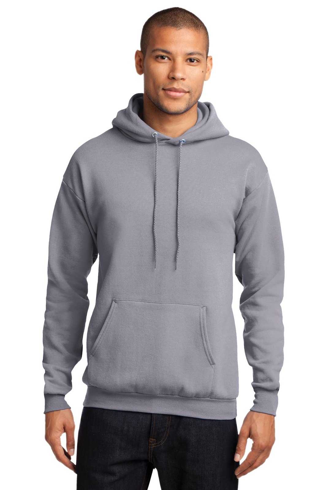 Port &amp; Company PC78H Core Fleece Pullover Hooded Sweatshirt - Silver - HIT a Double - 1