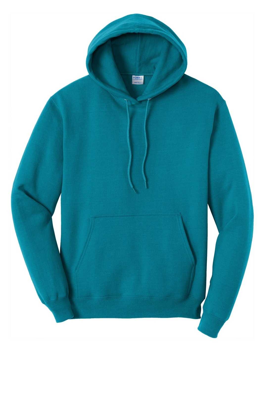 Port &amp; Company PC78H Core Fleece Pullover Hooded Sweatshirt - Teal - HIT a Double - 5