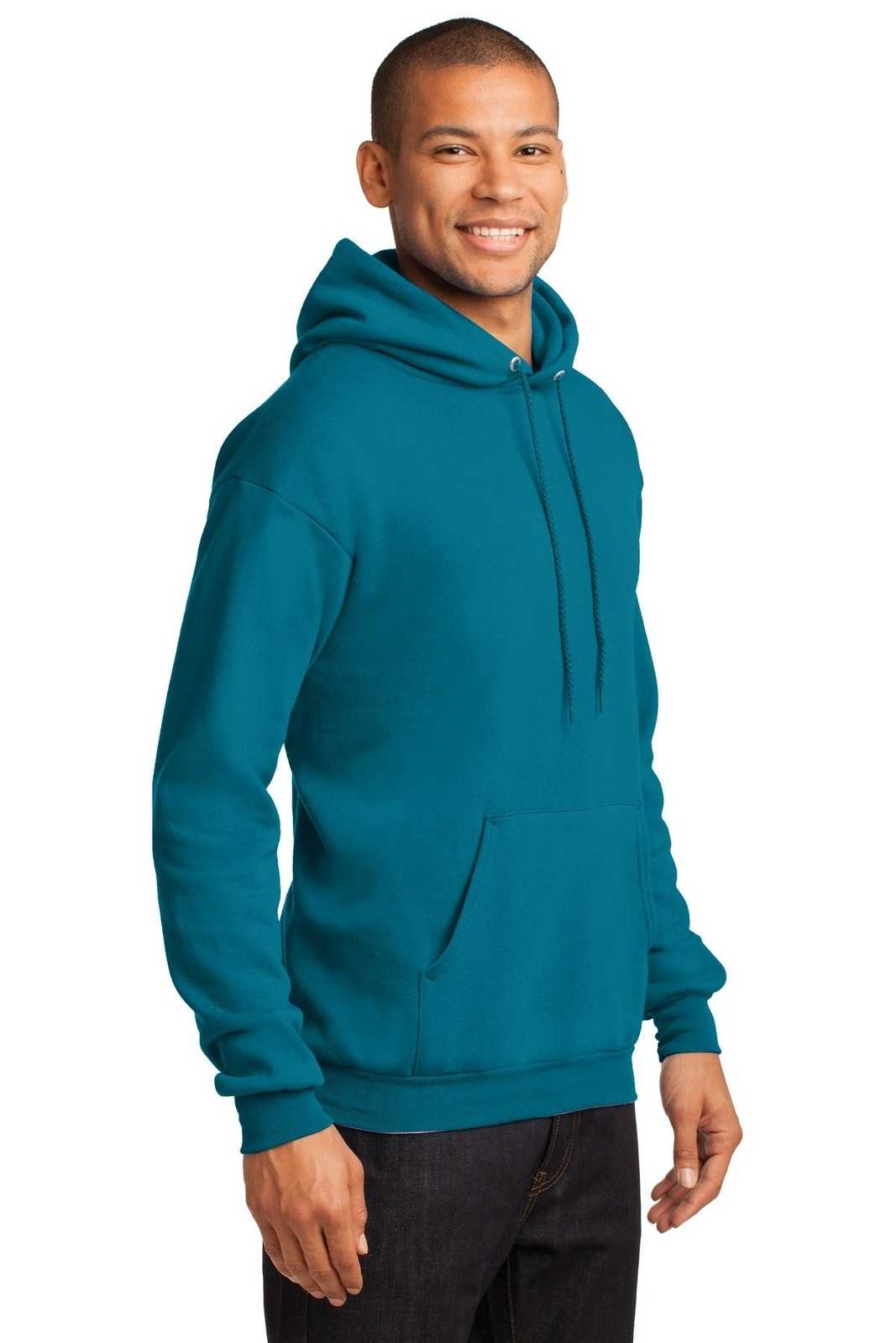 Port &amp; Company PC78H Core Fleece Pullover Hooded Sweatshirt - Teal - HIT a Double - 4