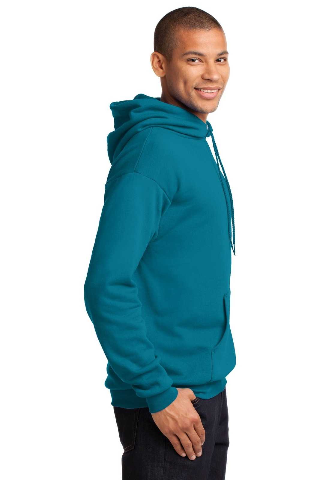 Port &amp; Company PC78H Core Fleece Pullover Hooded Sweatshirt - Teal - HIT a Double - 3