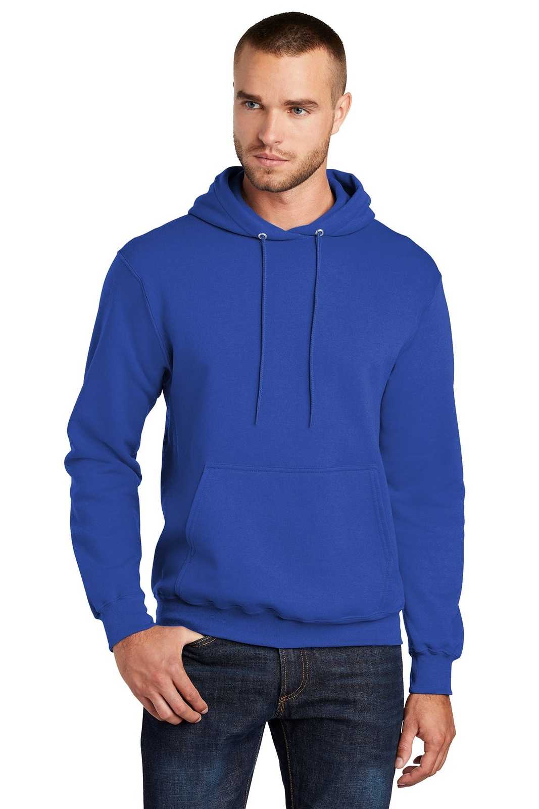 Port &amp; Company PC78H Core Fleece Pullover Hooded Sweatshirt - True Royal - HIT a Double - 1
