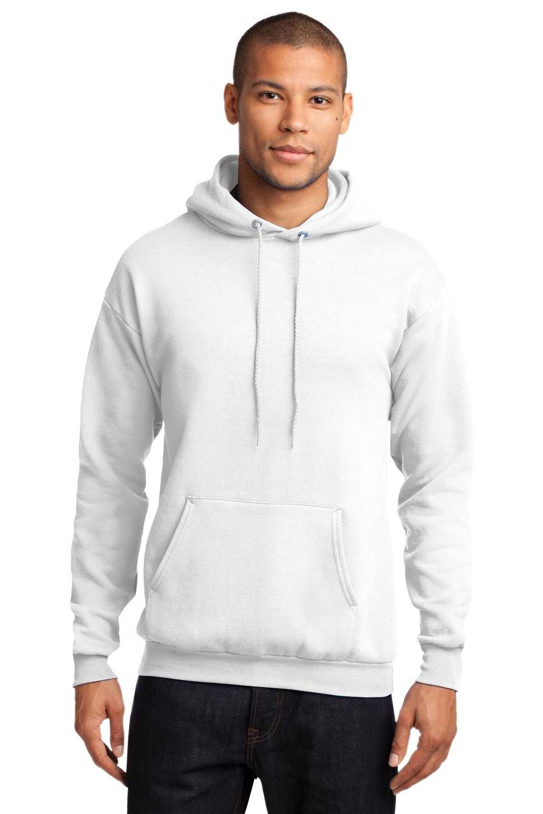 Port &amp; Company PC78H Core Fleece Pullover Hooded Sweatshirt - White - HIT a Double - 1