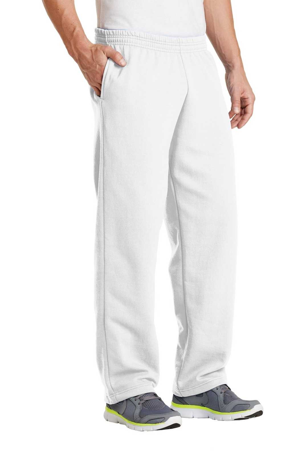 Port &amp; Company PC78P Core Fleece Sweatpant with Pockets - White - HIT a Double - 4