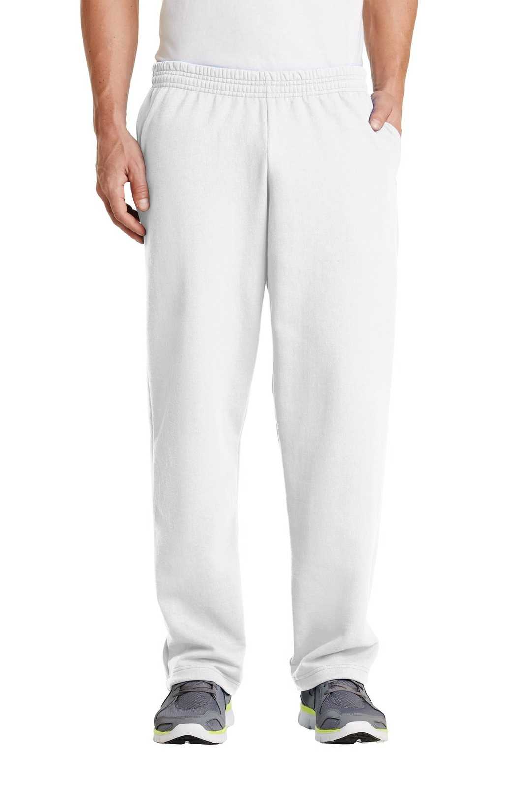Port &amp; Company PC78P Core Fleece Sweatpant with Pockets - White - HIT a Double - 1