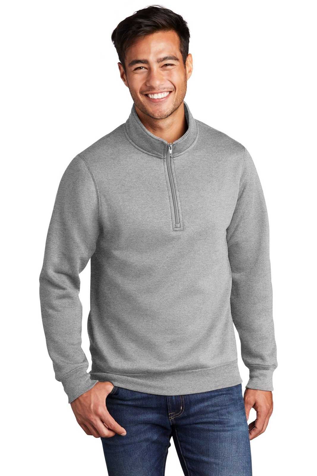 Port &amp; Company PC78Q Core Fleece 1/4-Zip Pullover Sweatshirt - Athletic Heather - HIT a Double - 1