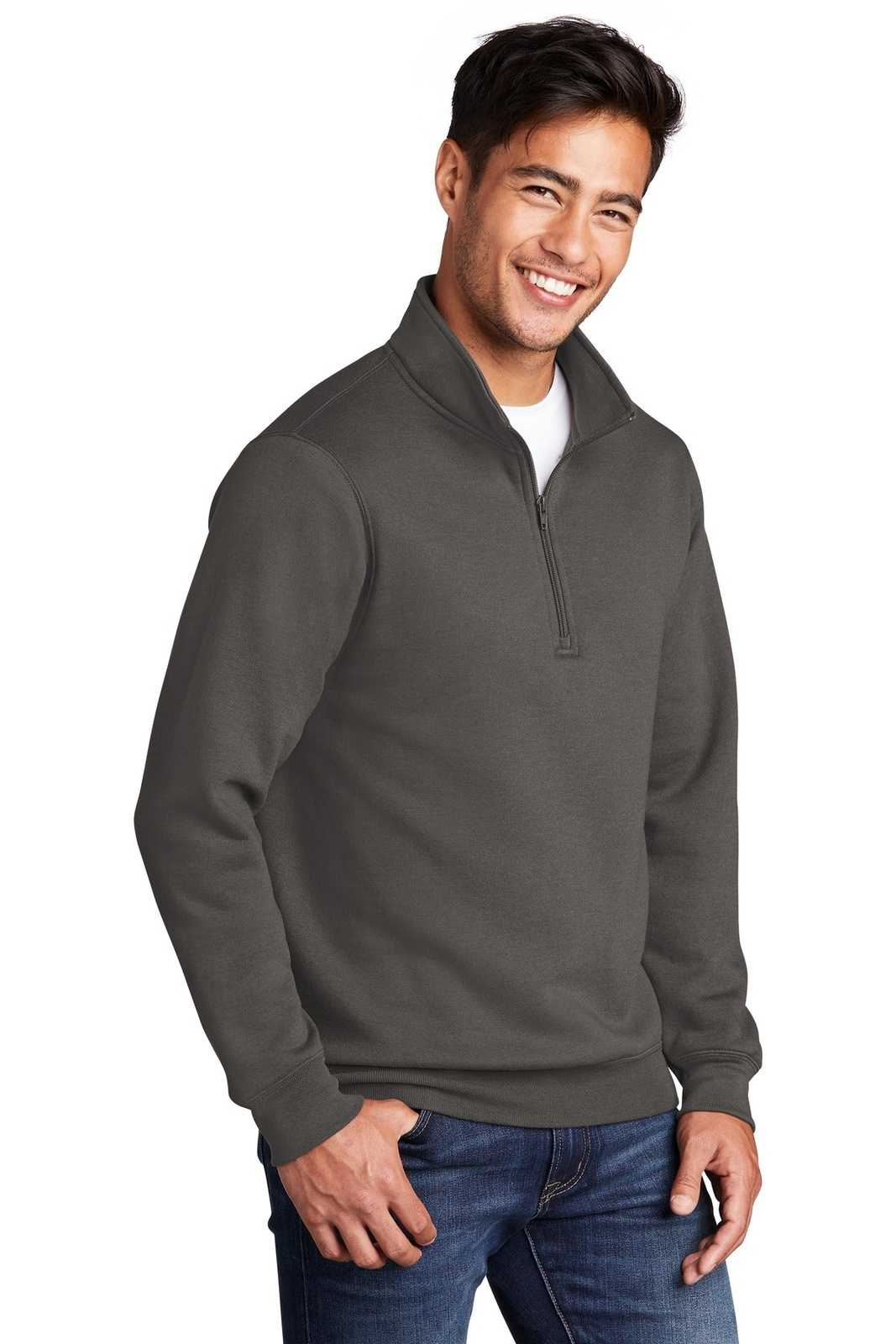 Port &amp; Company PC78Q Core Fleece 1/4-Zip Pullover Sweatshirt - Charcoal - HIT a Double - 4
