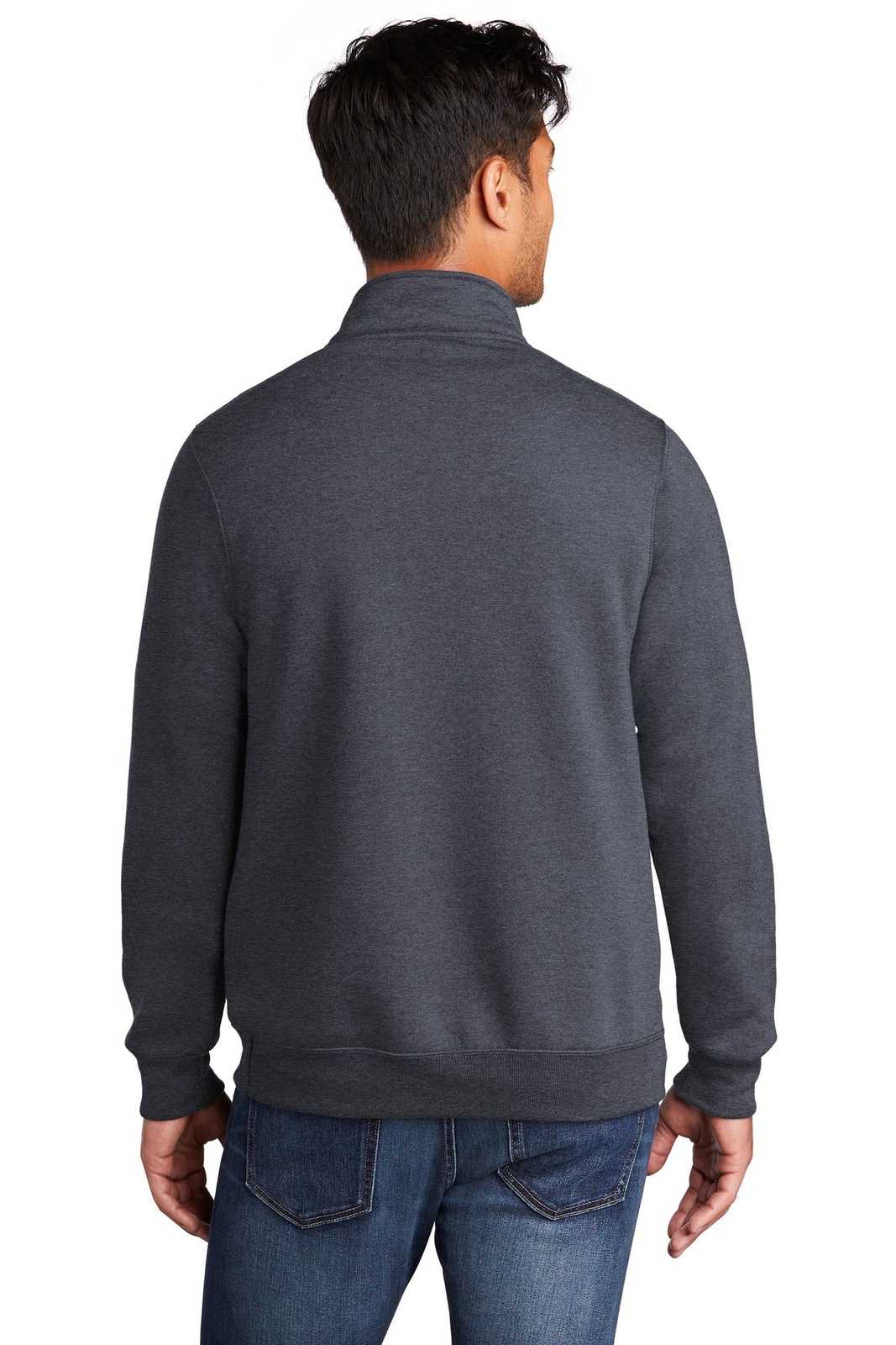Port &amp; Company PC78Q Core Fleece 1/4-Zip Pullover Sweatshirt - Heather Navy - HIT a Double - 2