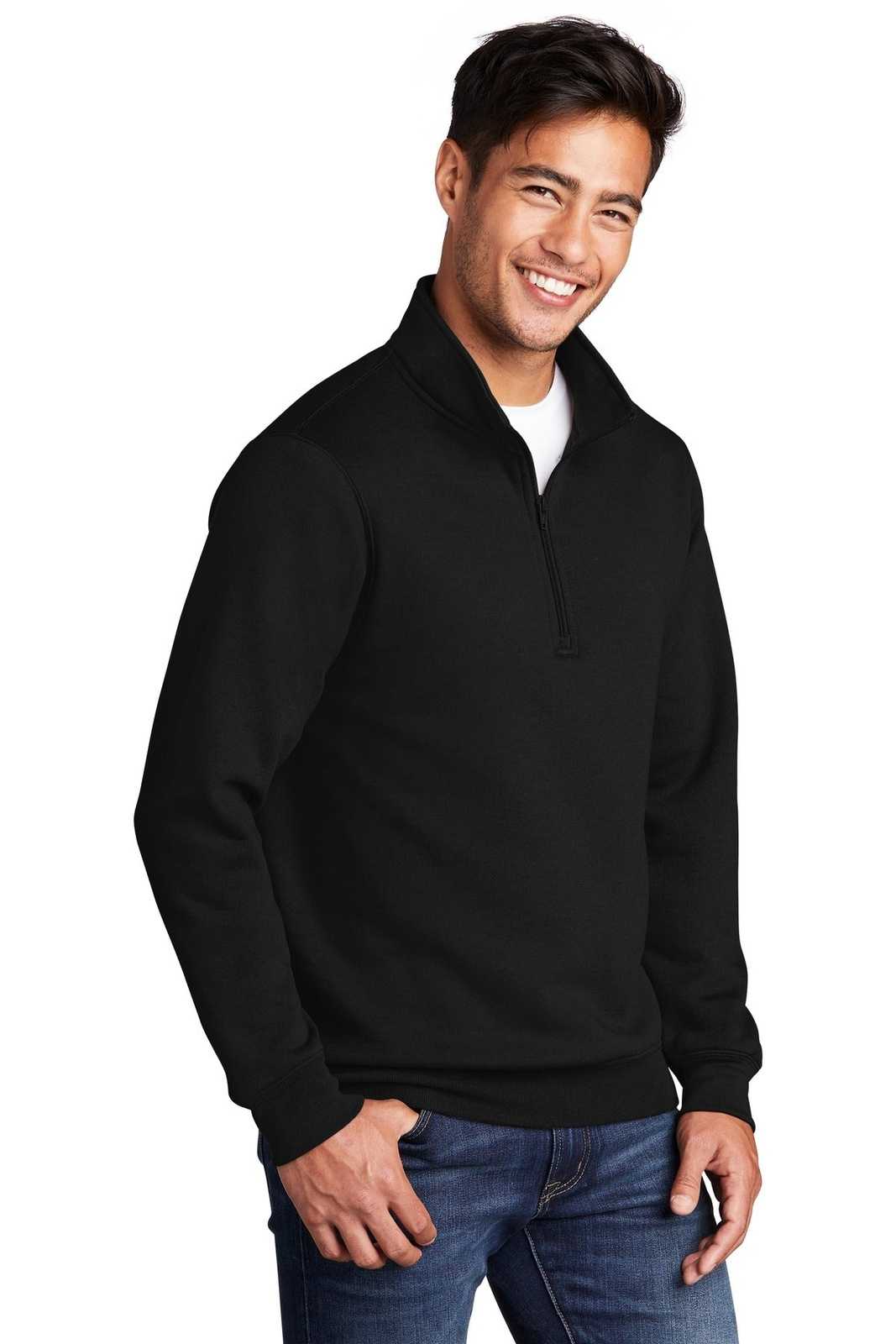 Port &amp; Company PC78Q Core Fleece 1/4-Zip Pullover Sweatshirt - Jet Black - HIT a Double - 4