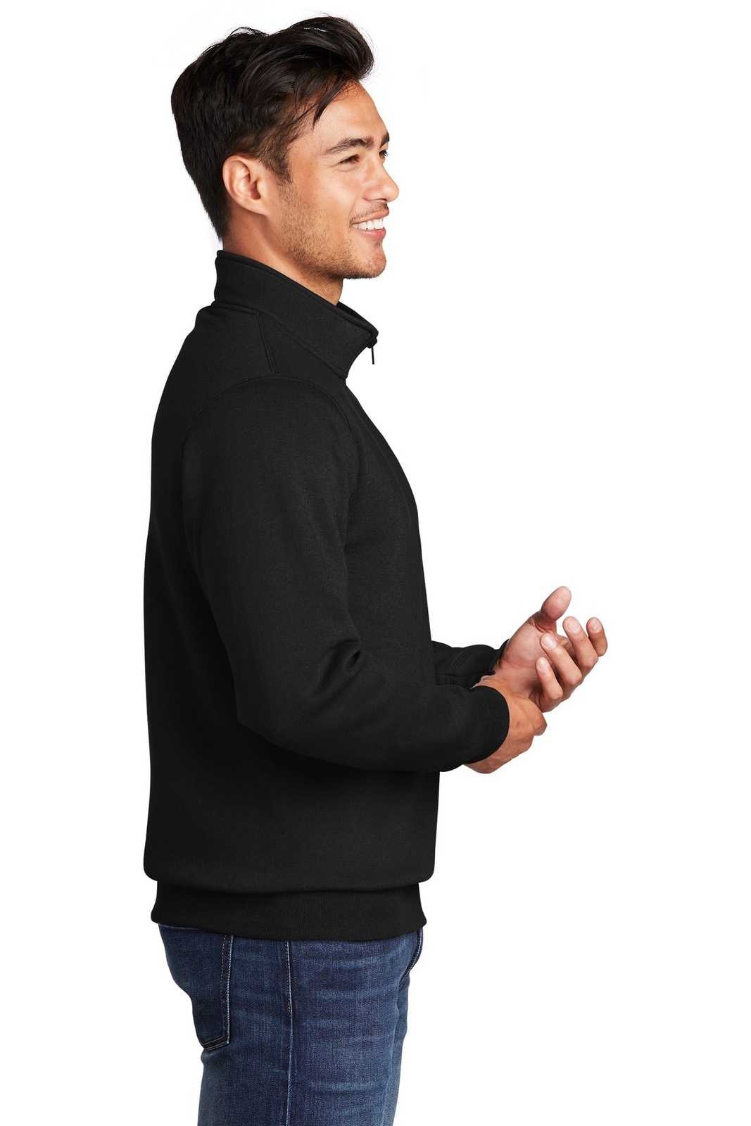 Port &amp; Company PC78Q Core Fleece 1/4-Zip Pullover Sweatshirt - Jet Black - HIT a Double - 3
