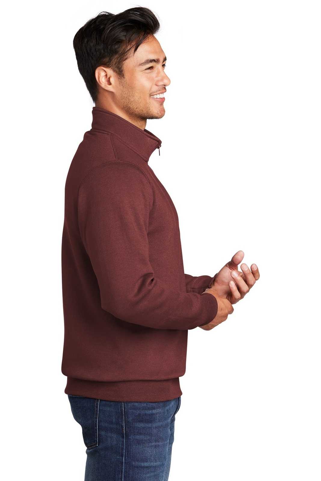 Port &amp; Company PC78Q Core Fleece 1/4-Zip Pullover Sweatshirt - Maroon - HIT a Double - 3