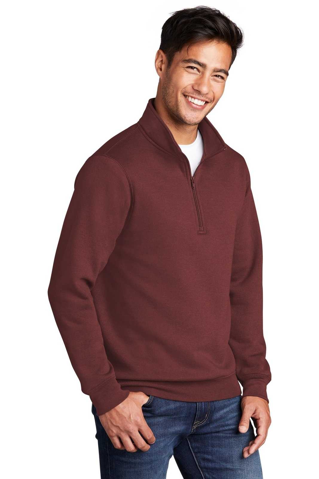 Port &amp; Company PC78Q Core Fleece 1/4-Zip Pullover Sweatshirt - Maroon - HIT a Double - 4