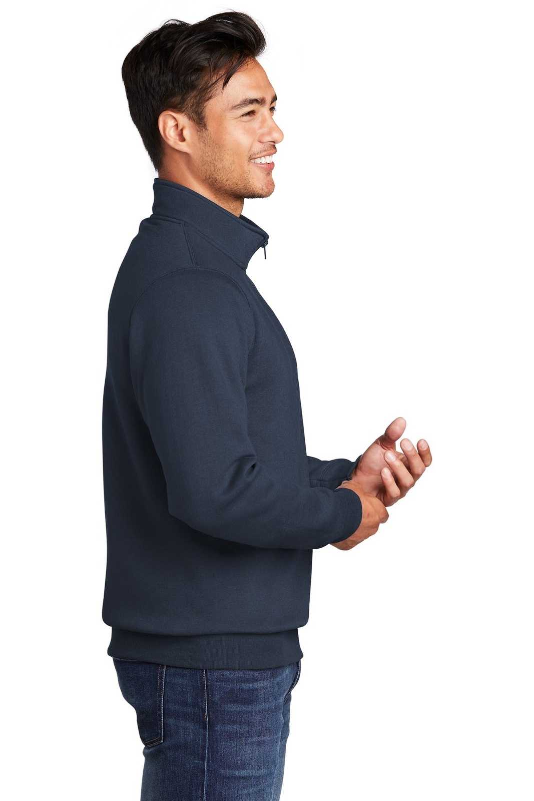 Port &amp; Company PC78Q Core Fleece 1/4-Zip Pullover Sweatshirt - Navy - HIT a Double - 3