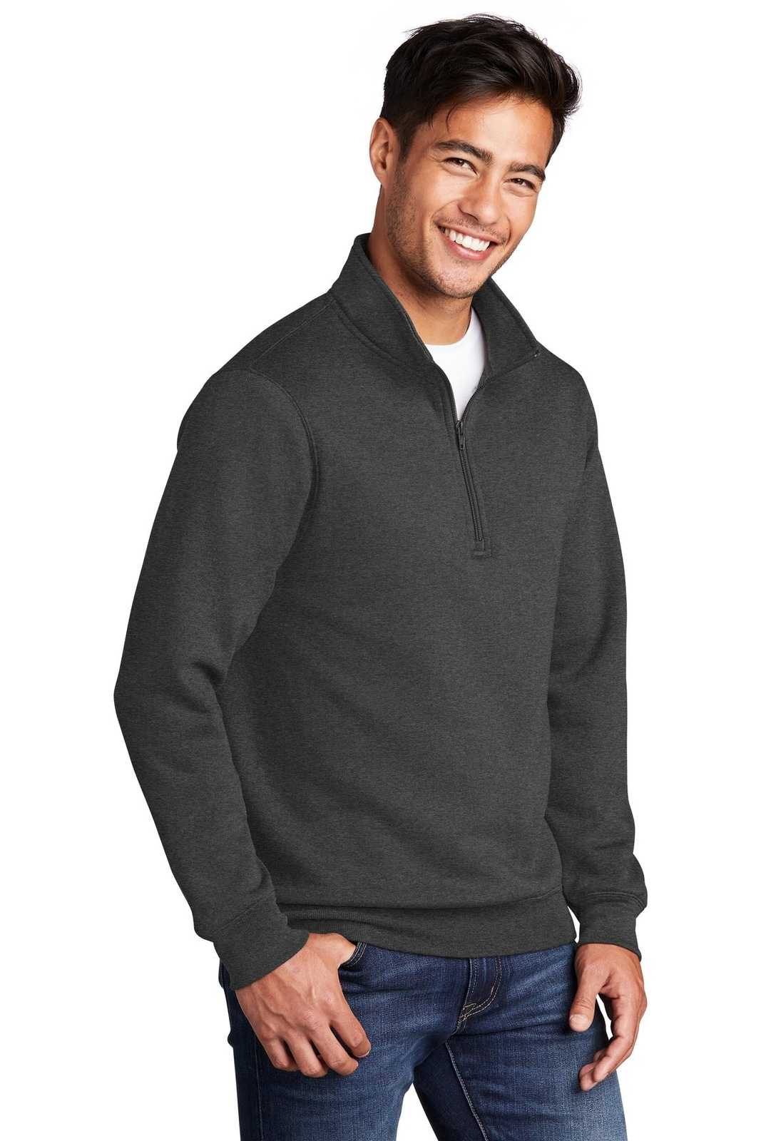 Port &amp; Company PC78Q Core Fleece 1/4-Zip Pullover Sweatshirt PC78QDark Heather Gray - HIT a Double - 4