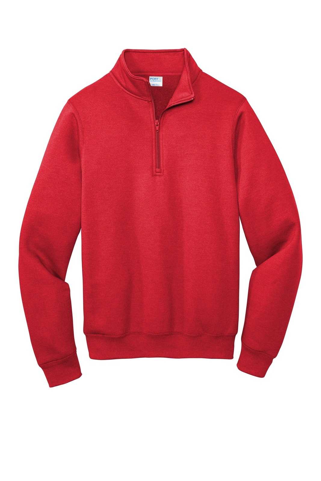 Port &amp; Company PC78Q Core Fleece 1/4-Zip Pullover Sweatshirt - Red - HIT a Double - 5