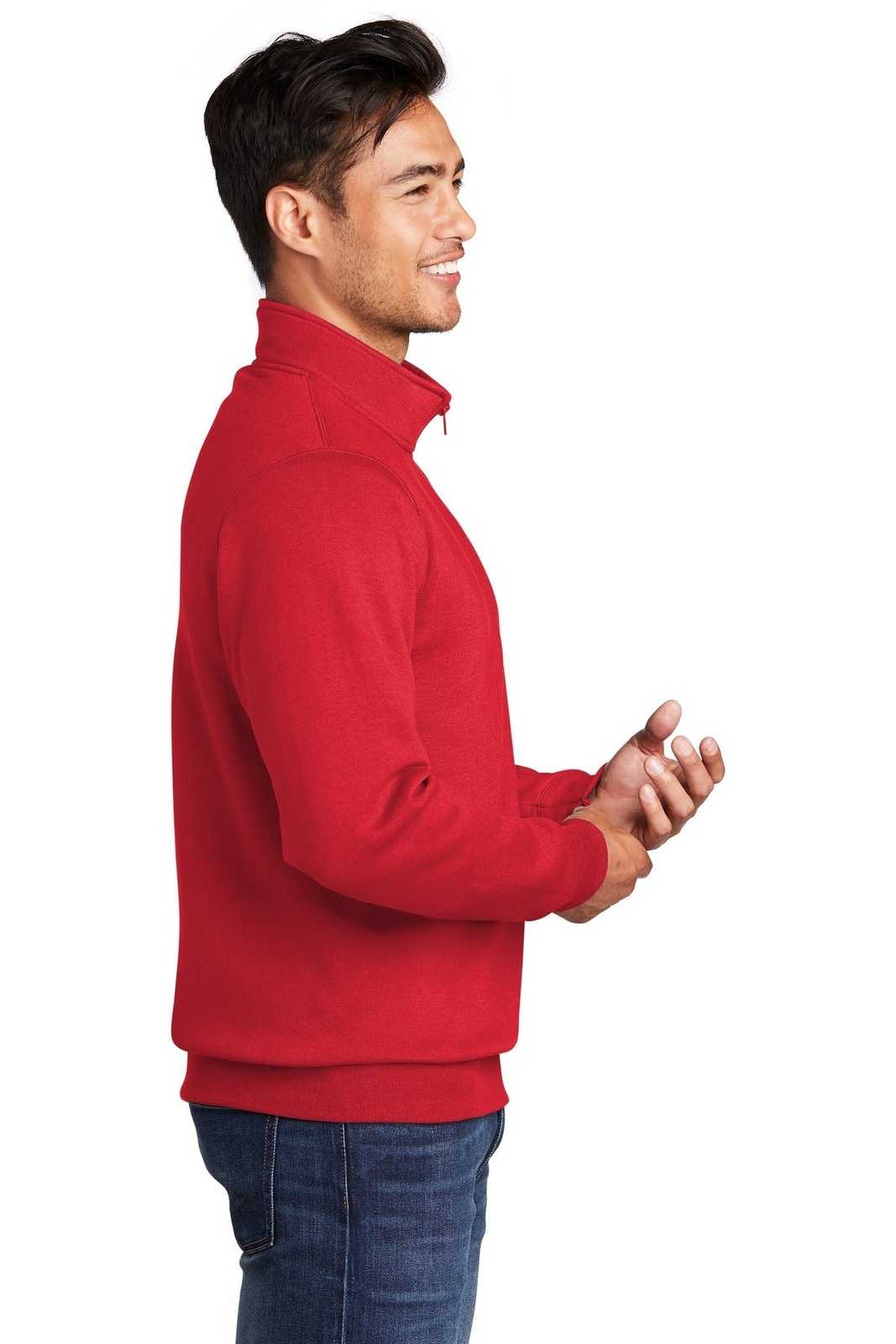 Port &amp; Company PC78Q Core Fleece 1/4-Zip Pullover Sweatshirt - Red - HIT a Double - 3
