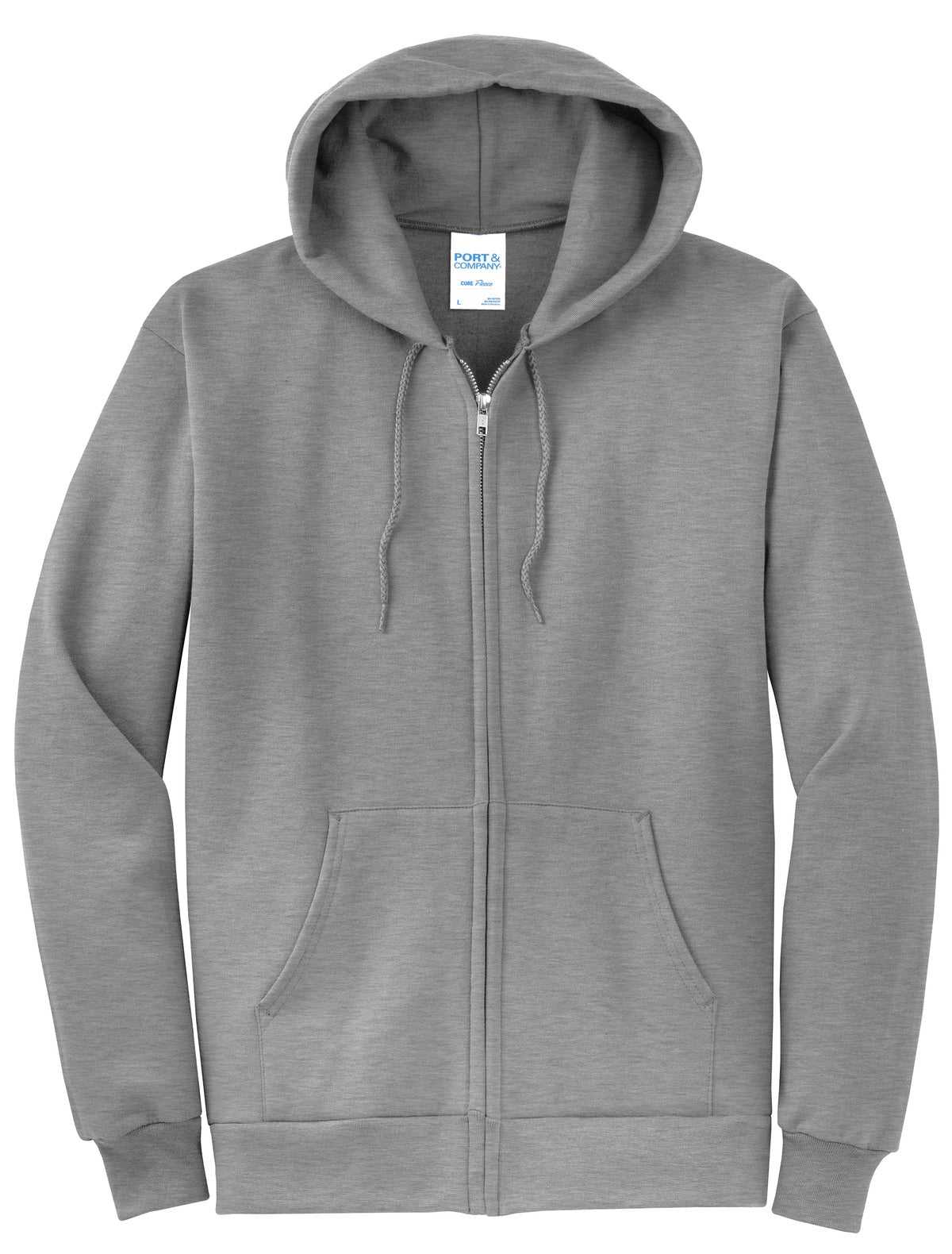 Port &amp; Company PC78ZH Core Fleece Full-Zip Hooded Sweatshirt - Athletic Heather - HIT a Double - 5