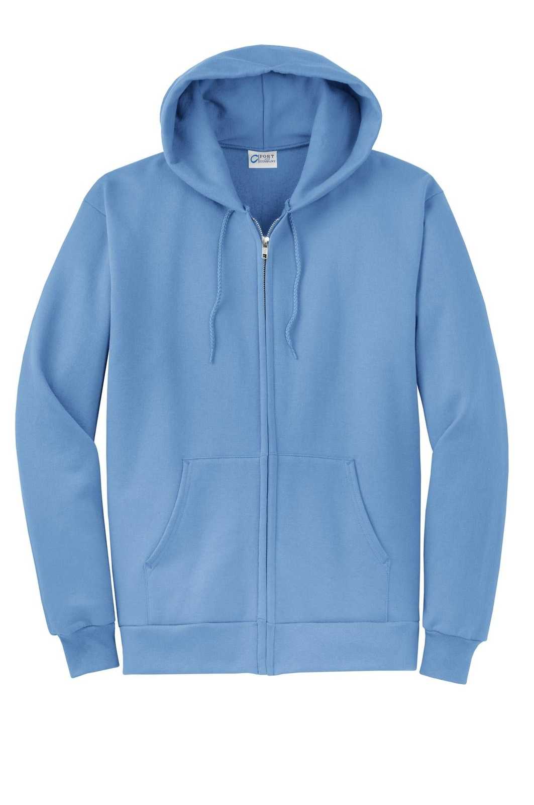 Port &amp; Company PC78ZH Core Fleece Full-Zip Hooded Sweatshirt - Carolina Blue - HIT a Double - 5