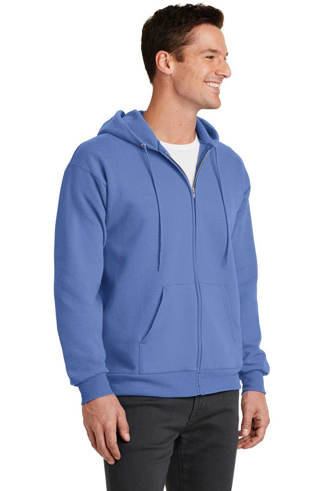 Port &amp; Company PC78ZH Core Fleece Full-Zip Hooded Sweatshirt - Carolina Blue - HIT a Double - 4