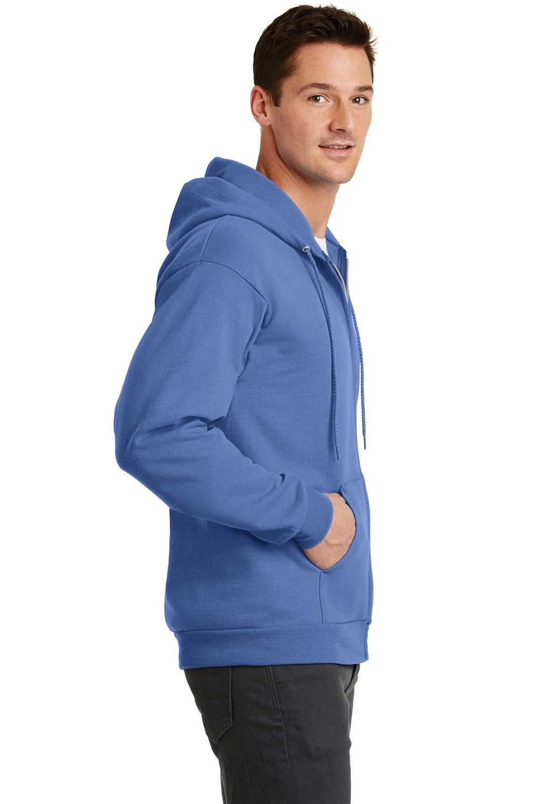Port &amp; Company PC78ZH Core Fleece Full-Zip Hooded Sweatshirt - Carolina Blue - HIT a Double - 3