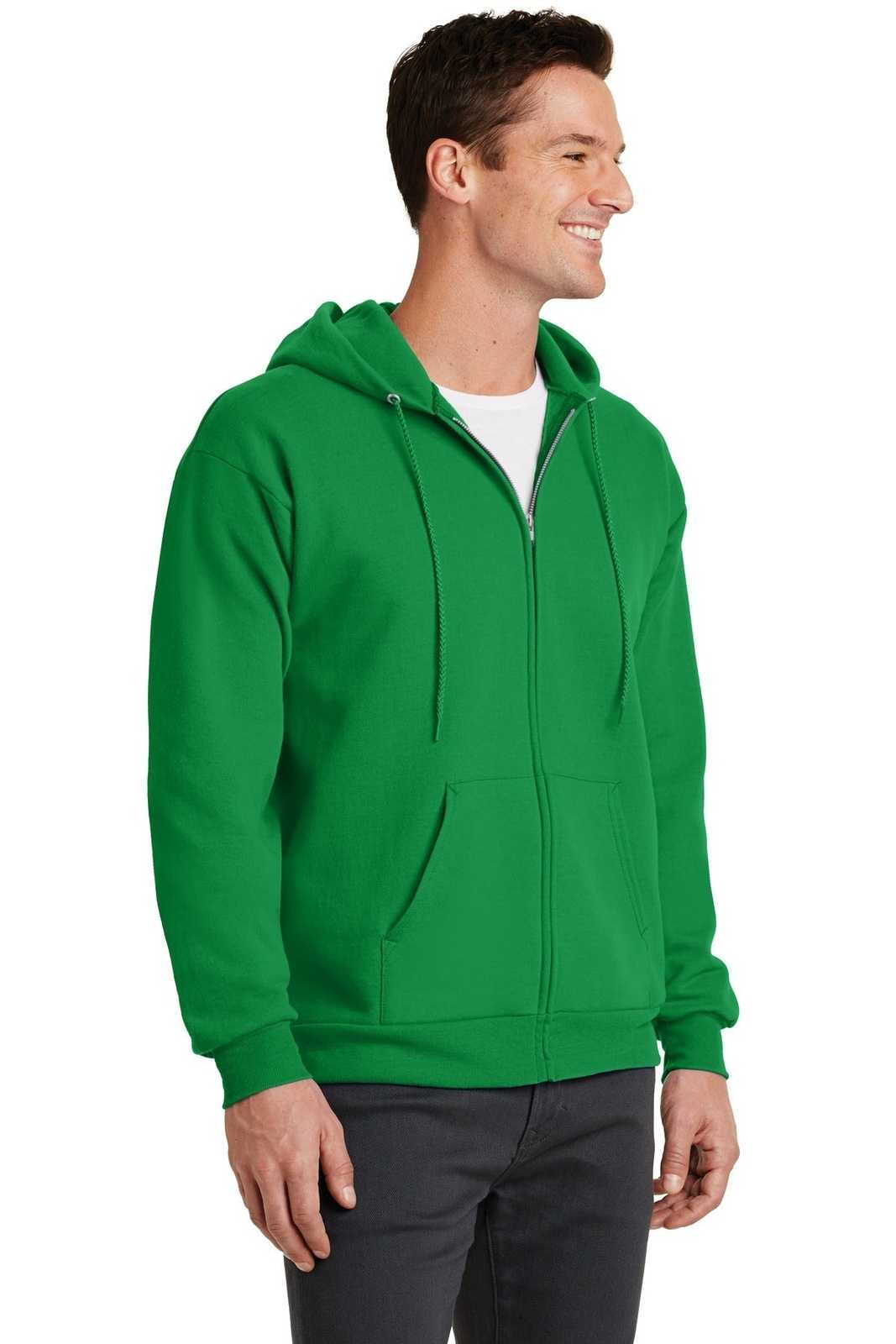 Port &amp; Company PC78ZH Core Fleece Full-Zip Hooded Sweatshirt - Clover Green - HIT a Double - 4