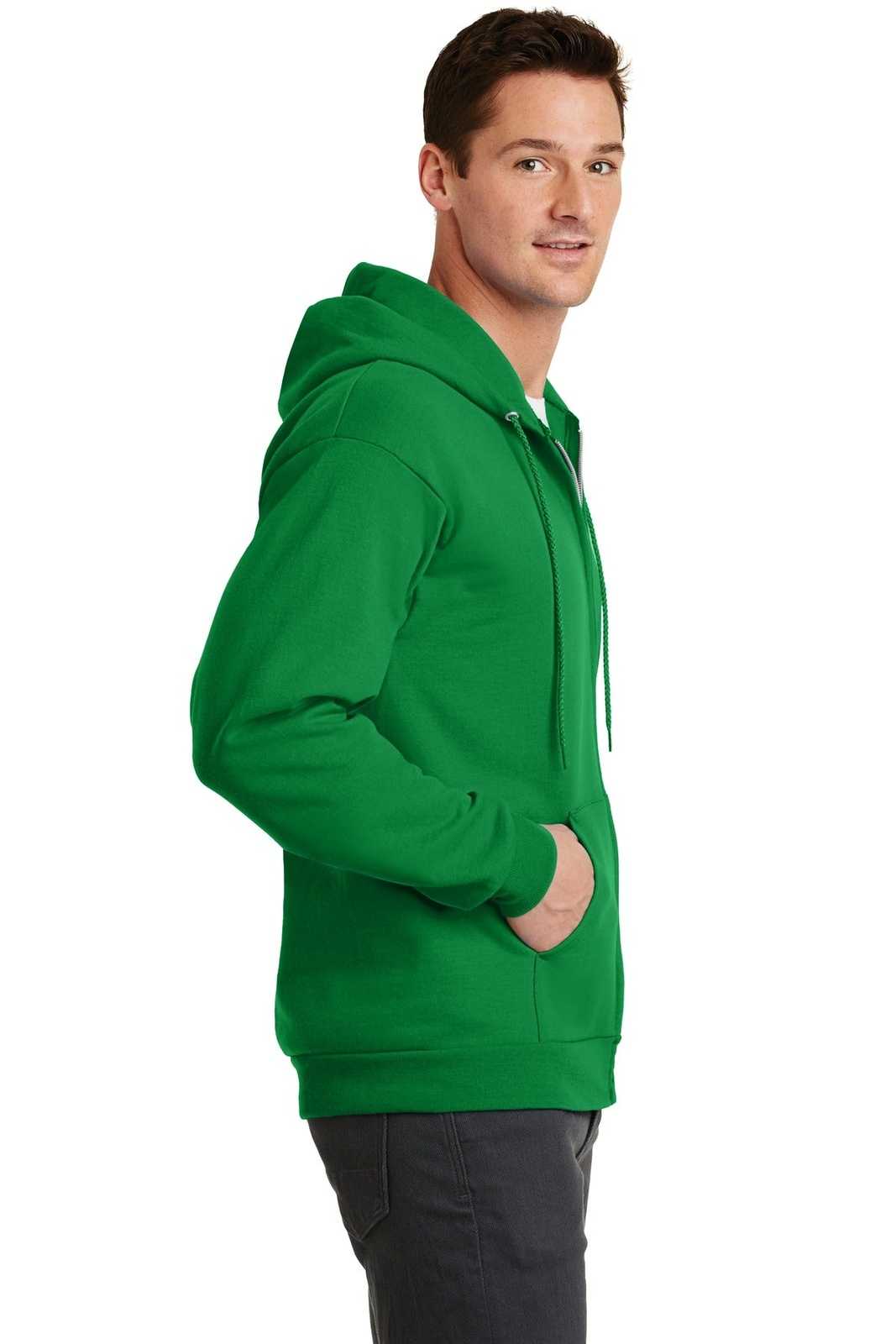 Port &amp; Company PC78ZH Core Fleece Full-Zip Hooded Sweatshirt - Clover Green - HIT a Double - 3
