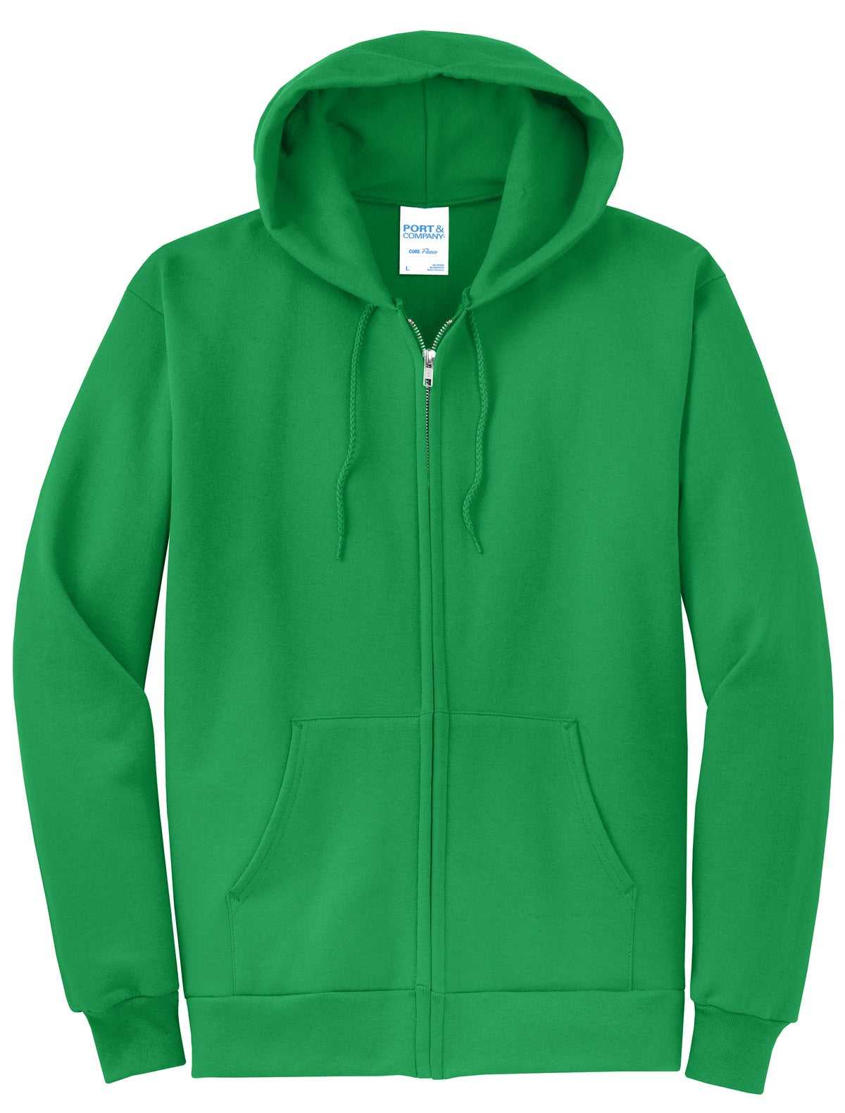 Port &amp; Company PC78ZH Core Fleece Full-Zip Hooded Sweatshirt - Clover Green - HIT a Double - 5